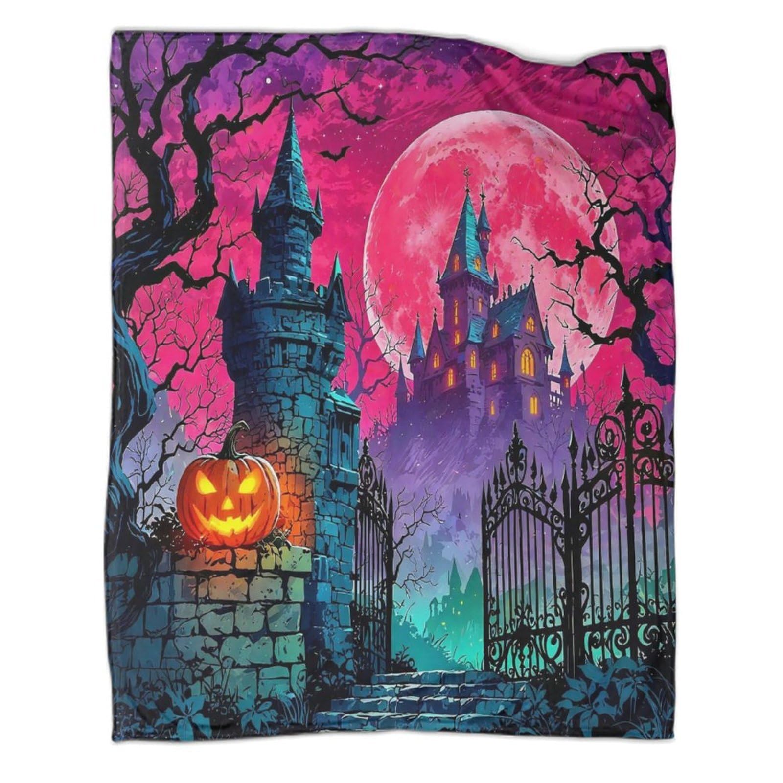Couverture flanelle Halloween Château du rêve, plaid pelucheux haut de gamme