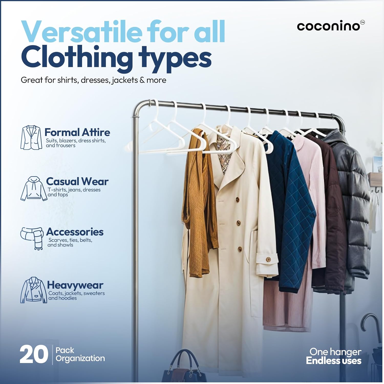 Plastic Hanrs - Non-Slip Clothes Hanrs with Built-in Hooks -