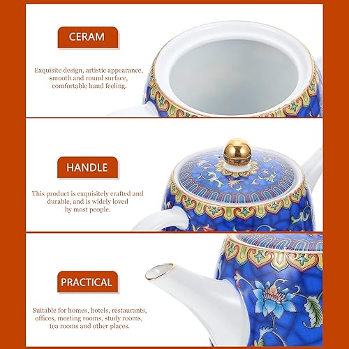 Miniatura 7 de Tetera de cerámica para té suelto, leche, café, tetera de porcelana con tapa, tetera de cerámica para decoración de oficina en casa