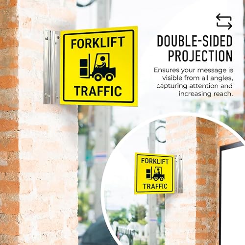 Miniatura 3 de Cartelera de proyección de tráfico para carretilla elevadora, doble cara, 6x6 pulgadas, ACM, con accesorio de níquel cepillado, fabricado en EE. UU