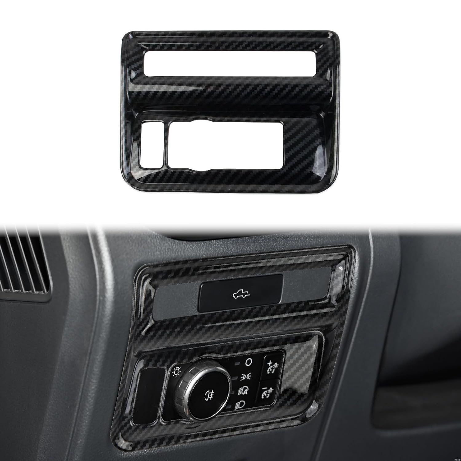 Carbon Fiber Side Console Headlight Switch Button Panel Trim for Ford F150 2021+