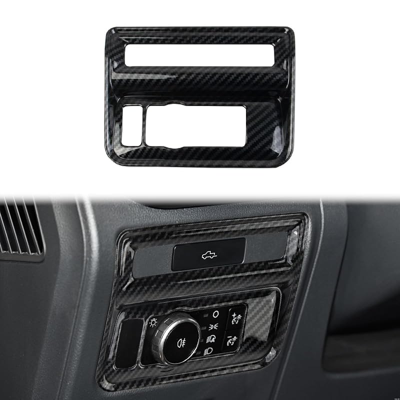 Moldura de acabamento do painel do interruptor do farol em fibra de carbono para Ford F-150 2021 a 2026 – 1 unidade