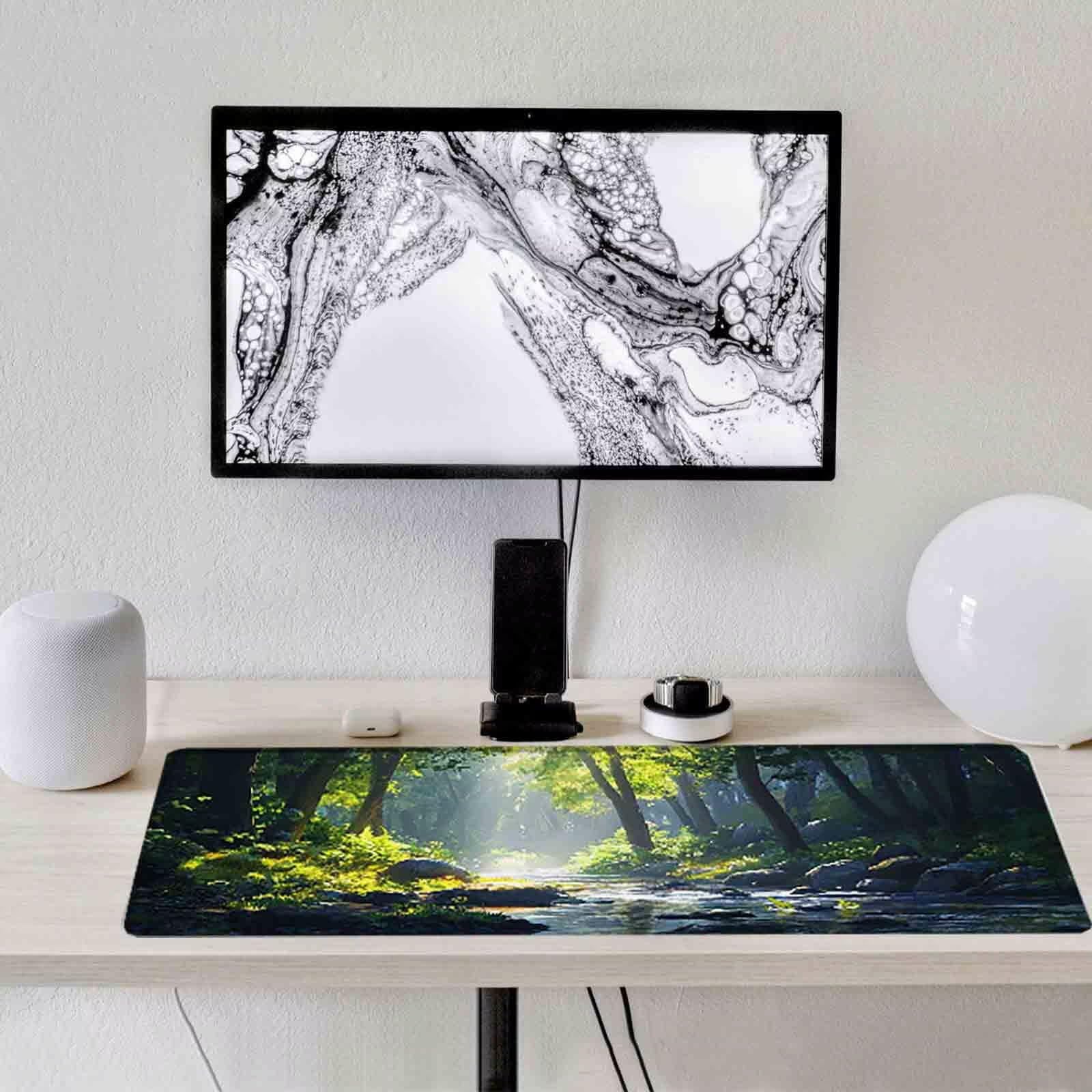 Zielona podkładka pod mysz drzewo podkładka pod mysz XXL 1200 x 600 mm podkładka pod mysz z przeszytymi krawędziami i gumową podstawą antypoślizgowa podkładka pod mysz XXL do gier, laptopa, akcesoria