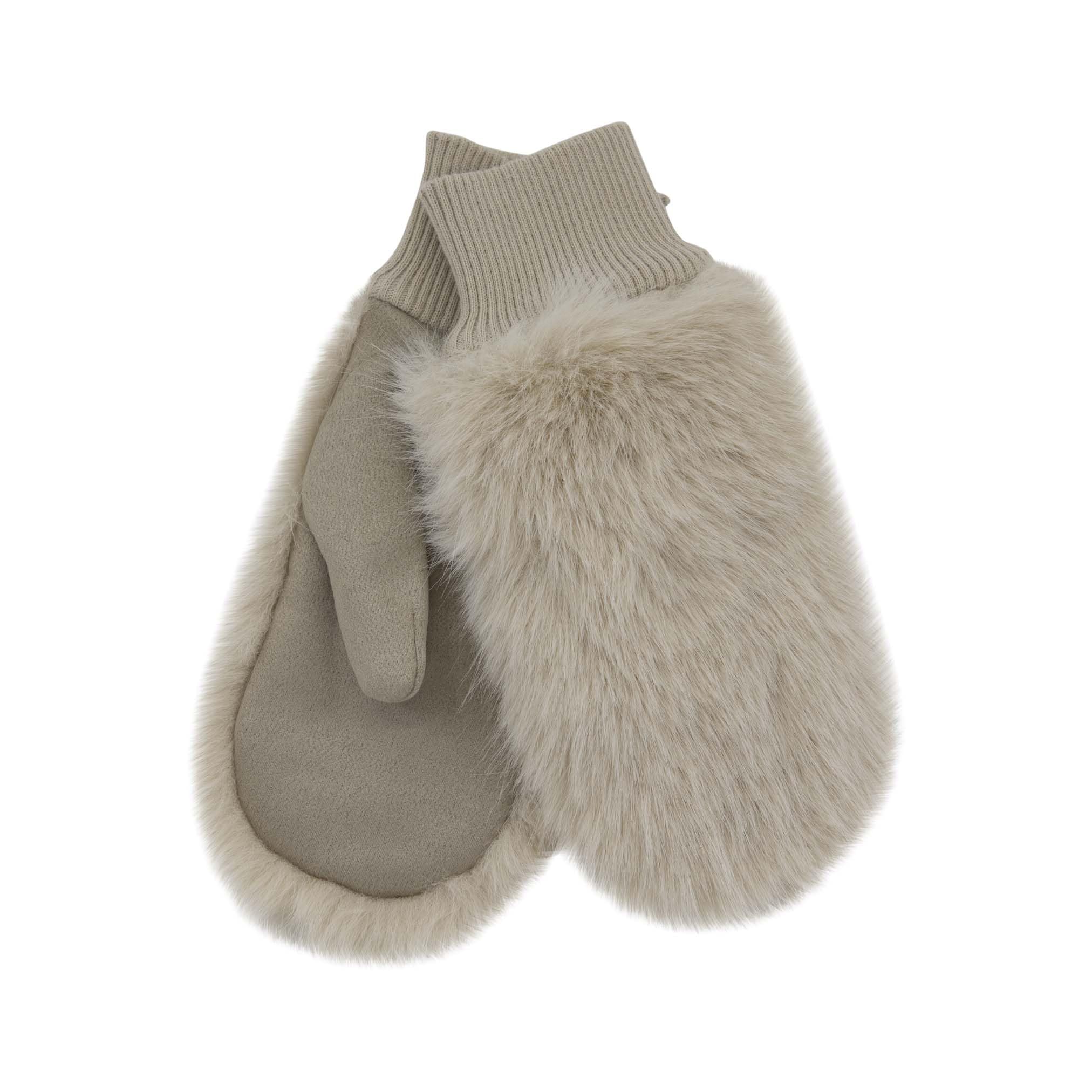 Heritage Traditions Women's Fluffy Gloves, Women's Mittens (Cream), Furry Gloves