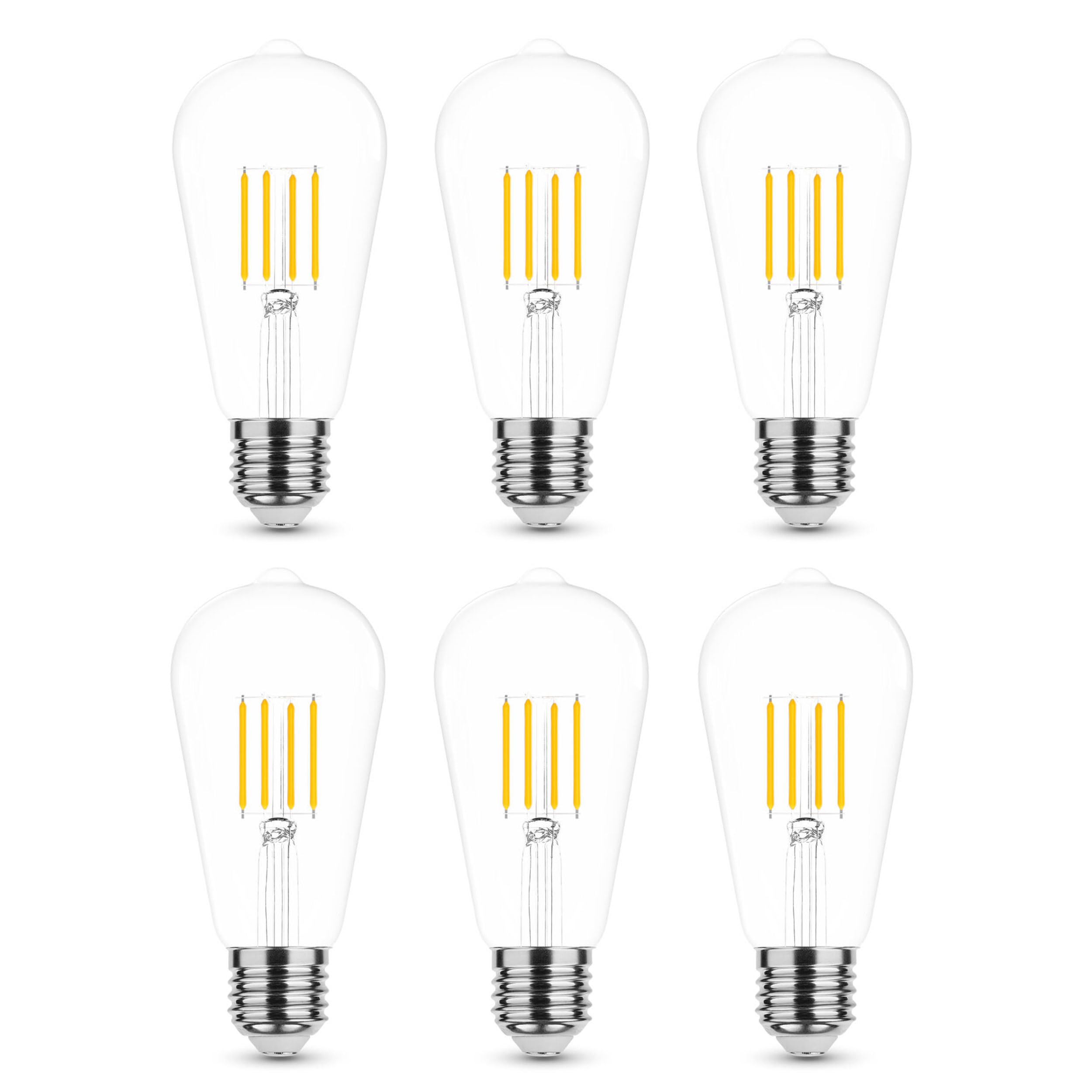 6er Pack LED Filament ST64 E27 8W ersetzt 60W, warmweiß 2700K 750lm nicht dimmbar | LED Edison | LED E27 | E27 Filament | E27 Leuchtmittel