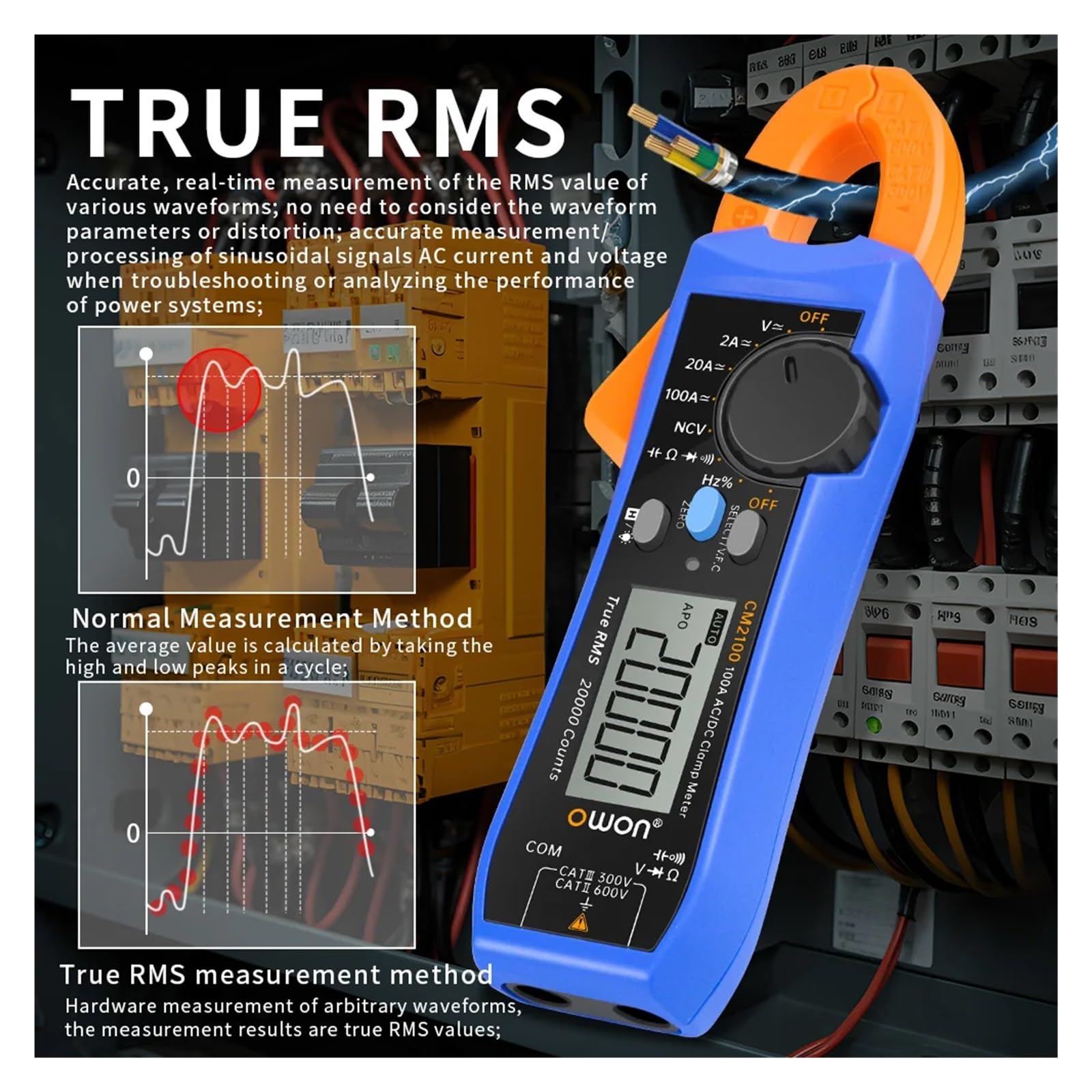 CM2100 20000Counts Pinza amperometrica digitale True RMS AC DC