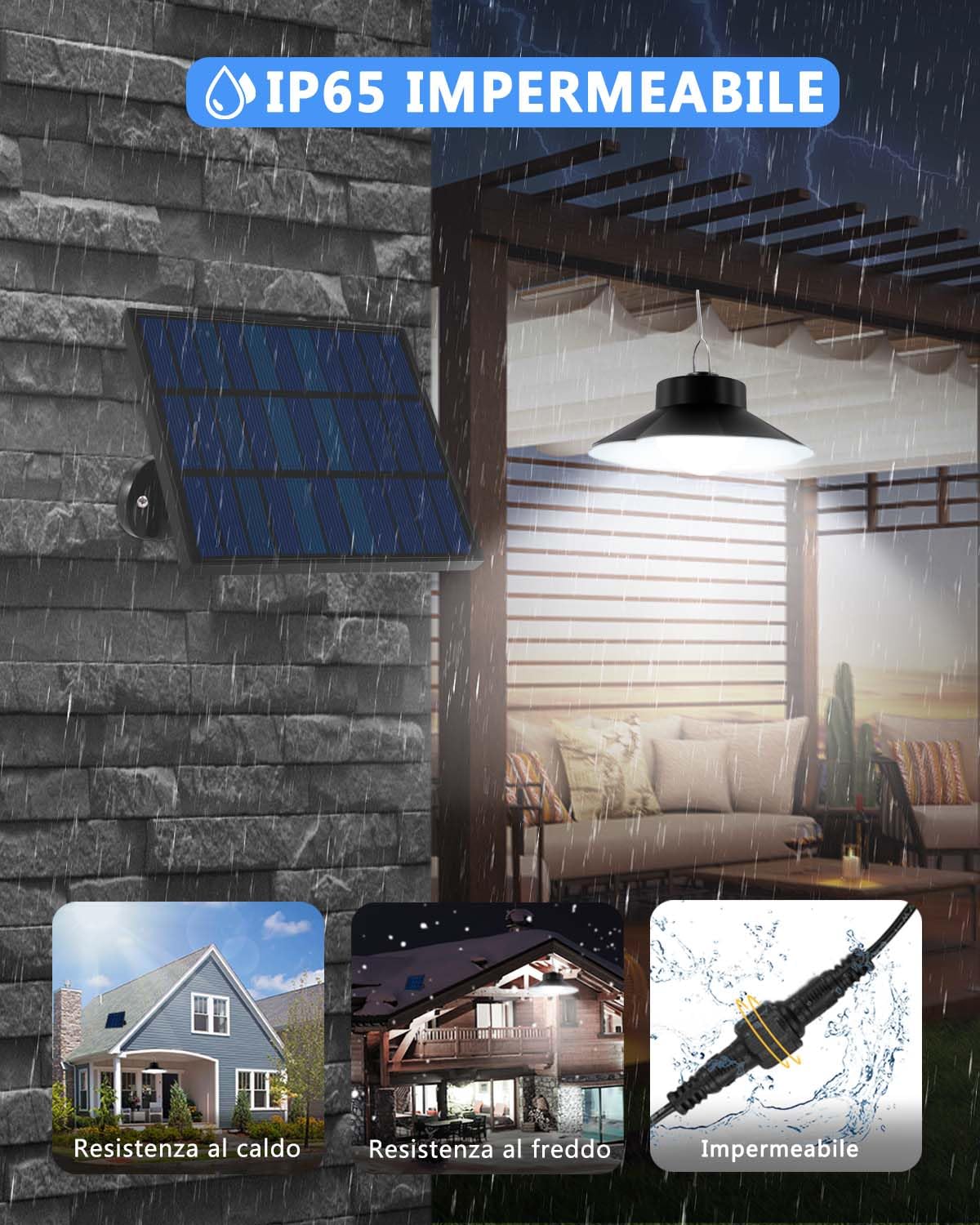 Lampadario Solare Sararoom 500LM: 3 Colori, Telecomando, IP65, Ideale Per Giardino E Gazebo