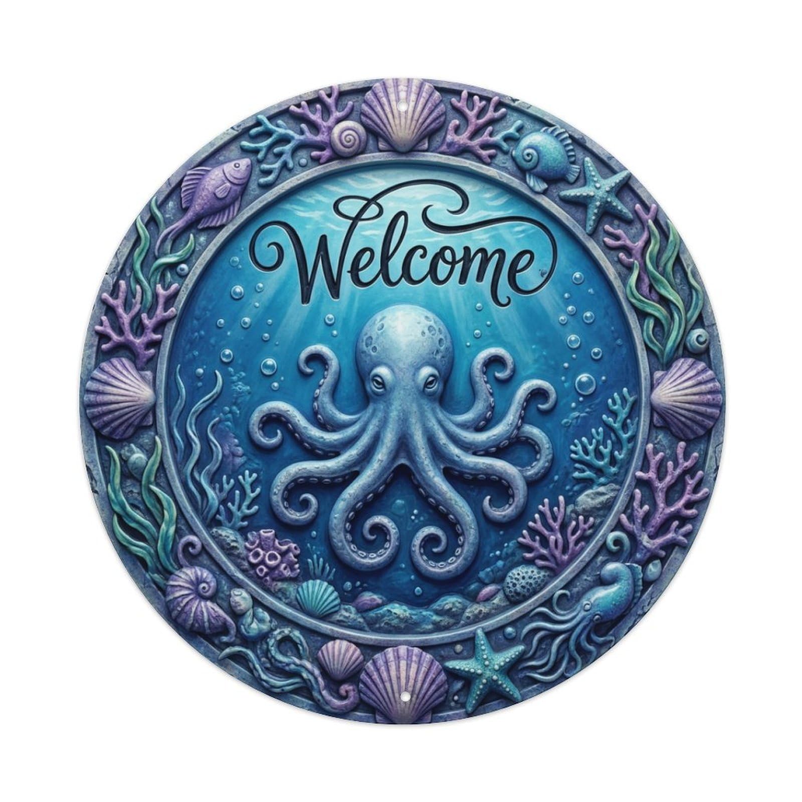 Tgrcjimh Style Metal Tin Sign Octopus Tentacles Welcome Deep Sea