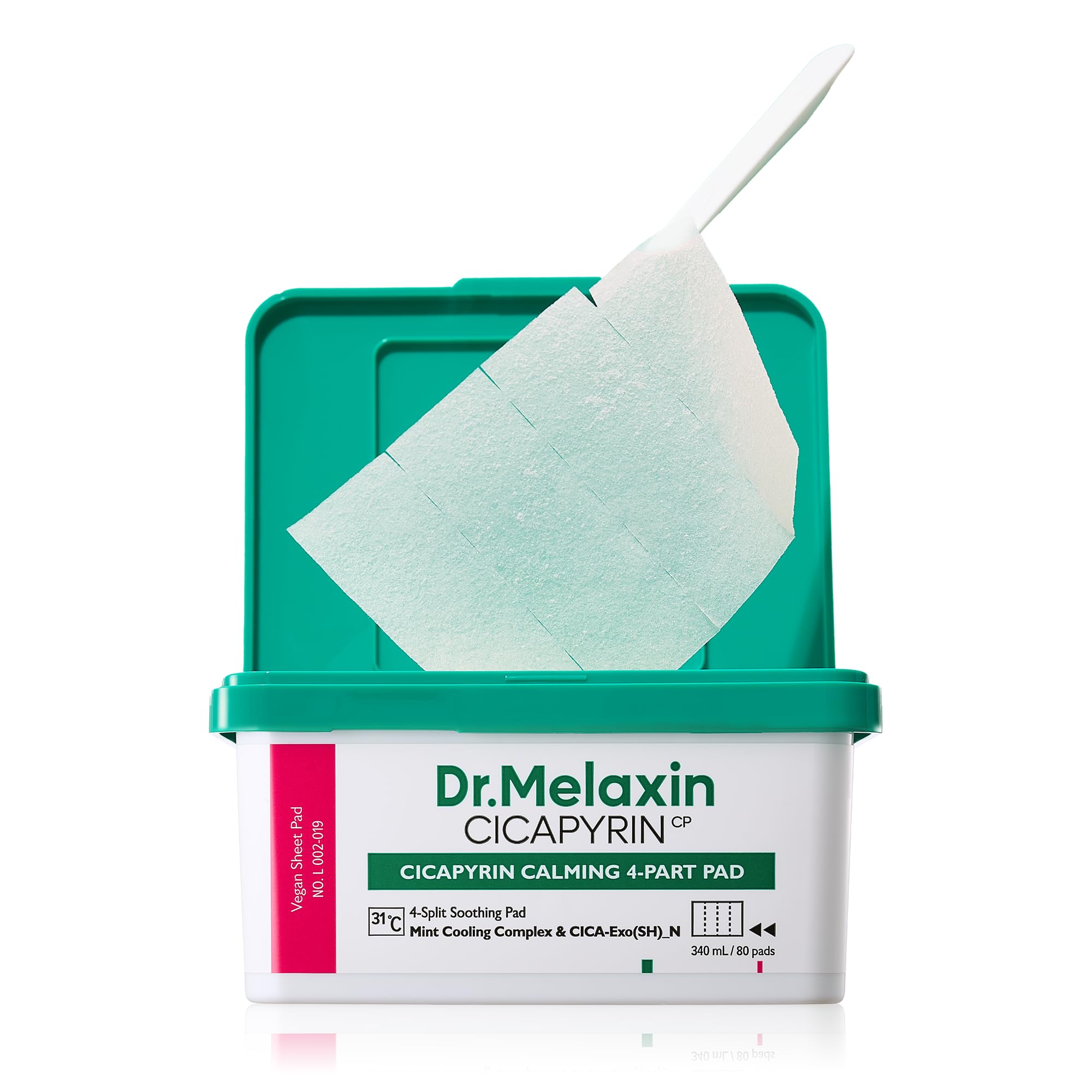 Dr.Melaxin Cicapyrin Calming Separate Toner Pad Cooling Trouble Niacinamide Peppermint Leaf Extract Wiping Pad Lotion Moisture Pack Green 11.8 Fl Oz 340 Ml 80 Sheets