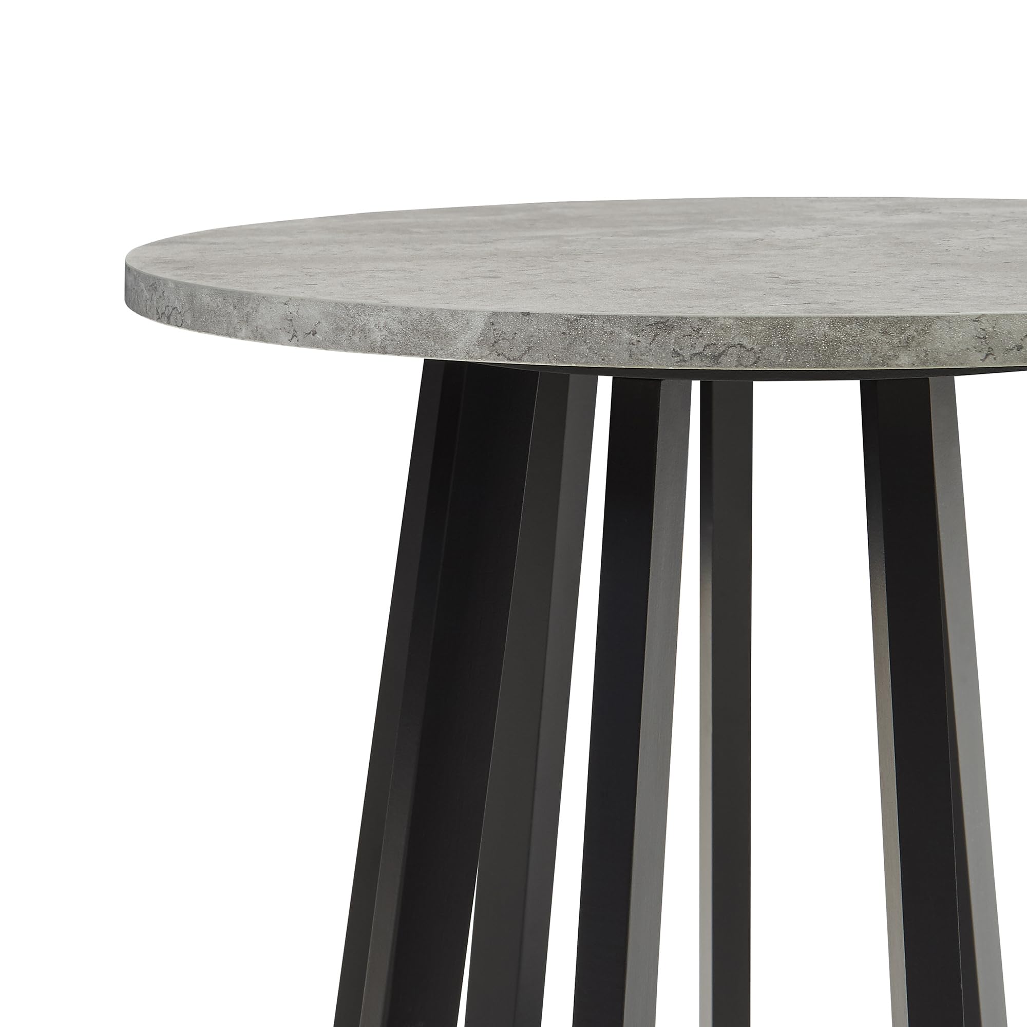 [en.casa] Table d'Appoint avec Plateau Rond Bout de Canapé Table Basse Guéridon Design Intemporel pour Salon Chambre Bureau MDF Bambou 48 x 48 cm Effet Béton Noir