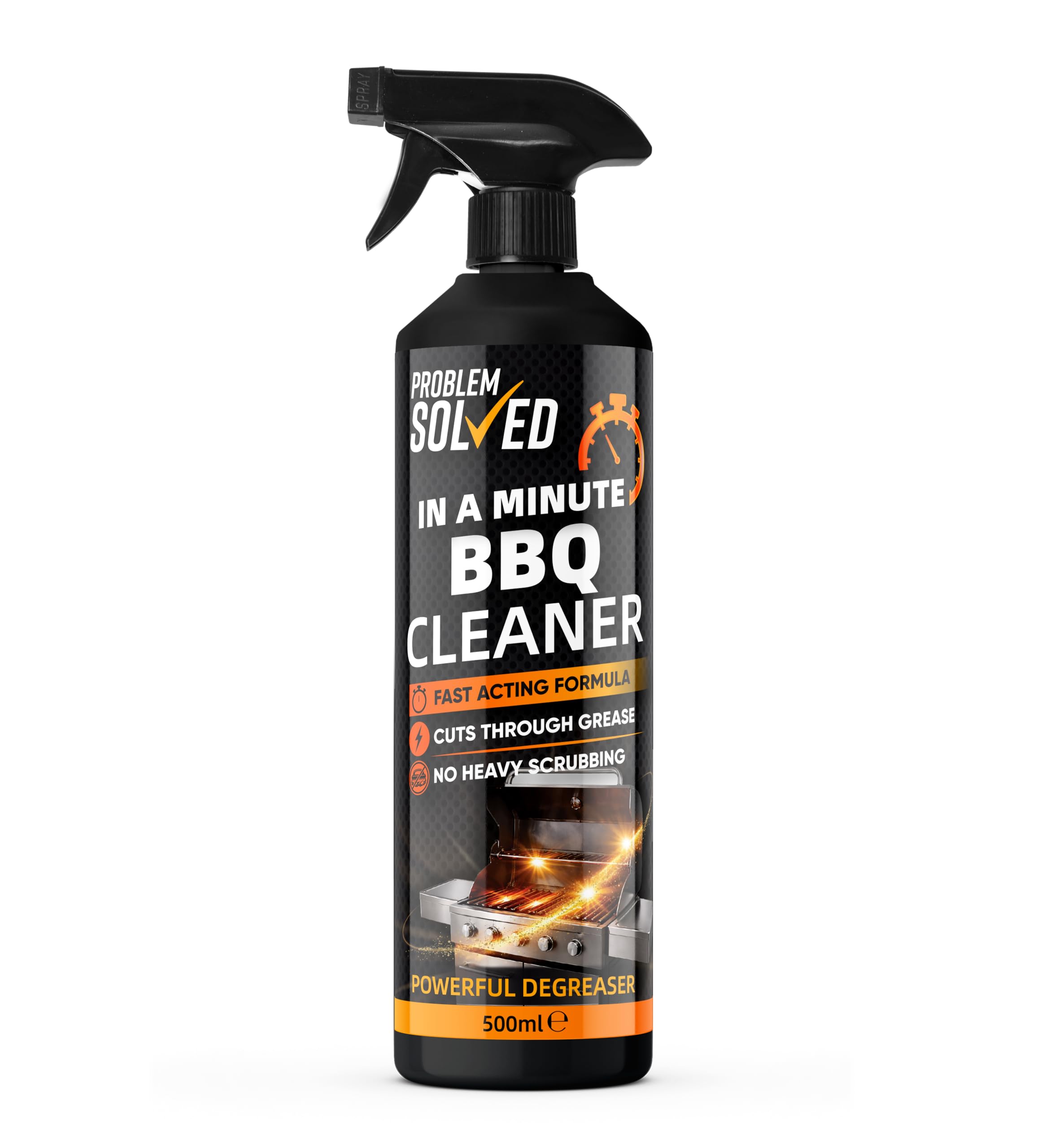 Problem Solved - In A Minute BBQ Cleaner Spray 500ml - Fast Acting Grill & Barbecue Degreaser - Removes Burnt-On Grease, Fat & Food Residue - Heavy Duty Outdoor Grill Cleaning Spray