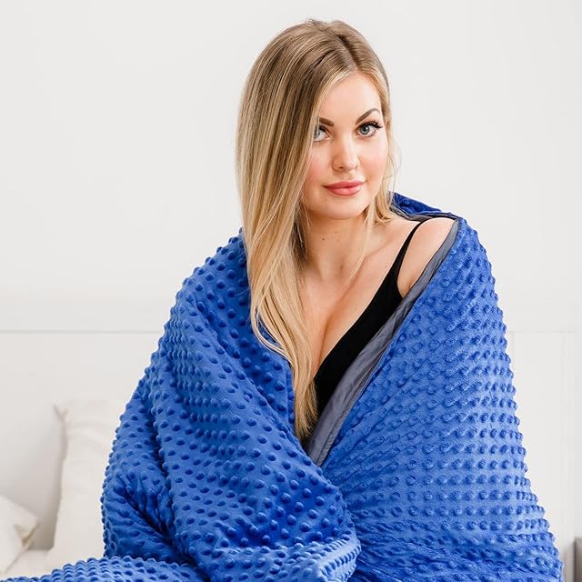 Weighted Blanket Adult Size 9kg: Fall Asleep Faster Adult Weighted Anxiety Blanket with All Season Use Removable Washable Cover, Strong 300 TC Cotton Shell Gravity Weighted Blankets (152x203cm)