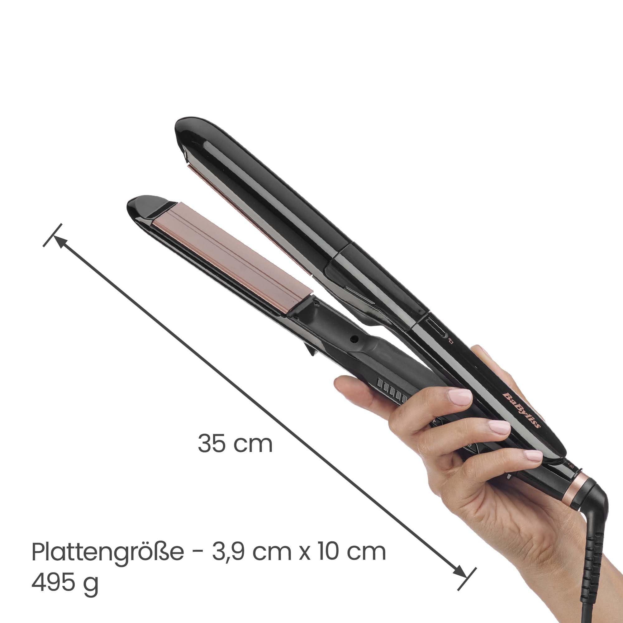 BaByliss Steam Smooth Haarglätter, Dampf-Haarstylinggerät, Schwarz | 39mm XL Keramikplatten, Glätteisen für dickes & langes Haar… – Ansicht 10