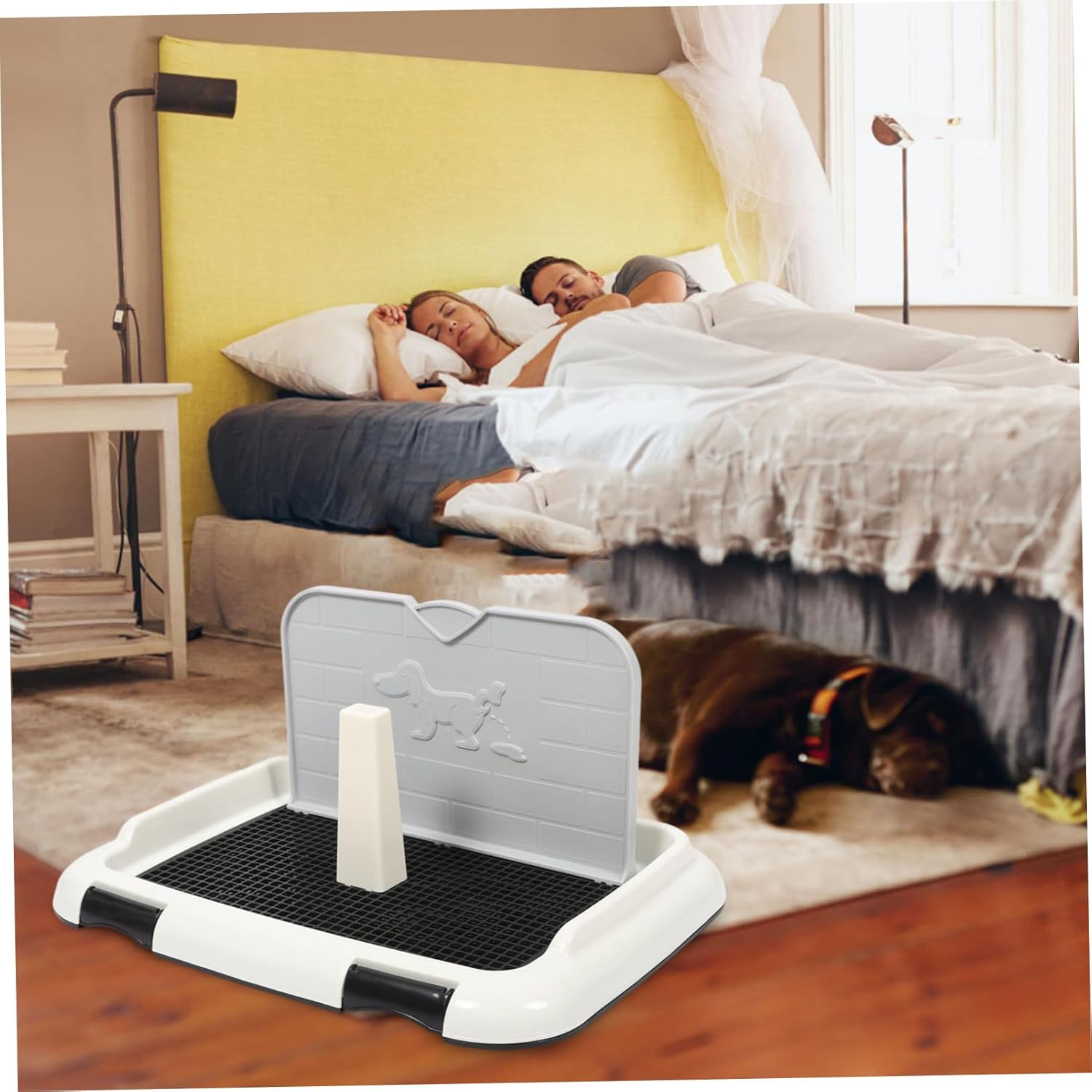 HEMOTON Dog Toilet Indoor Potty Tray Pee Baffle Easy to Clean Splashproof Versatile Mesh Potty Training for Home Use