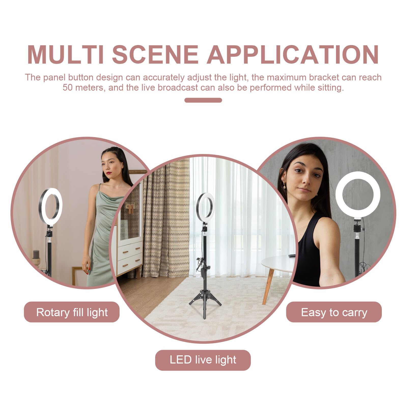 POPETPOP Anneau Lumineux LED 16 CM Trépied 50 CM Pliable en ABS Lampe Selfie Portable à 3 Températures de Couleur Lumière d'Appoint pour Diffusion en Direct et Maquillage