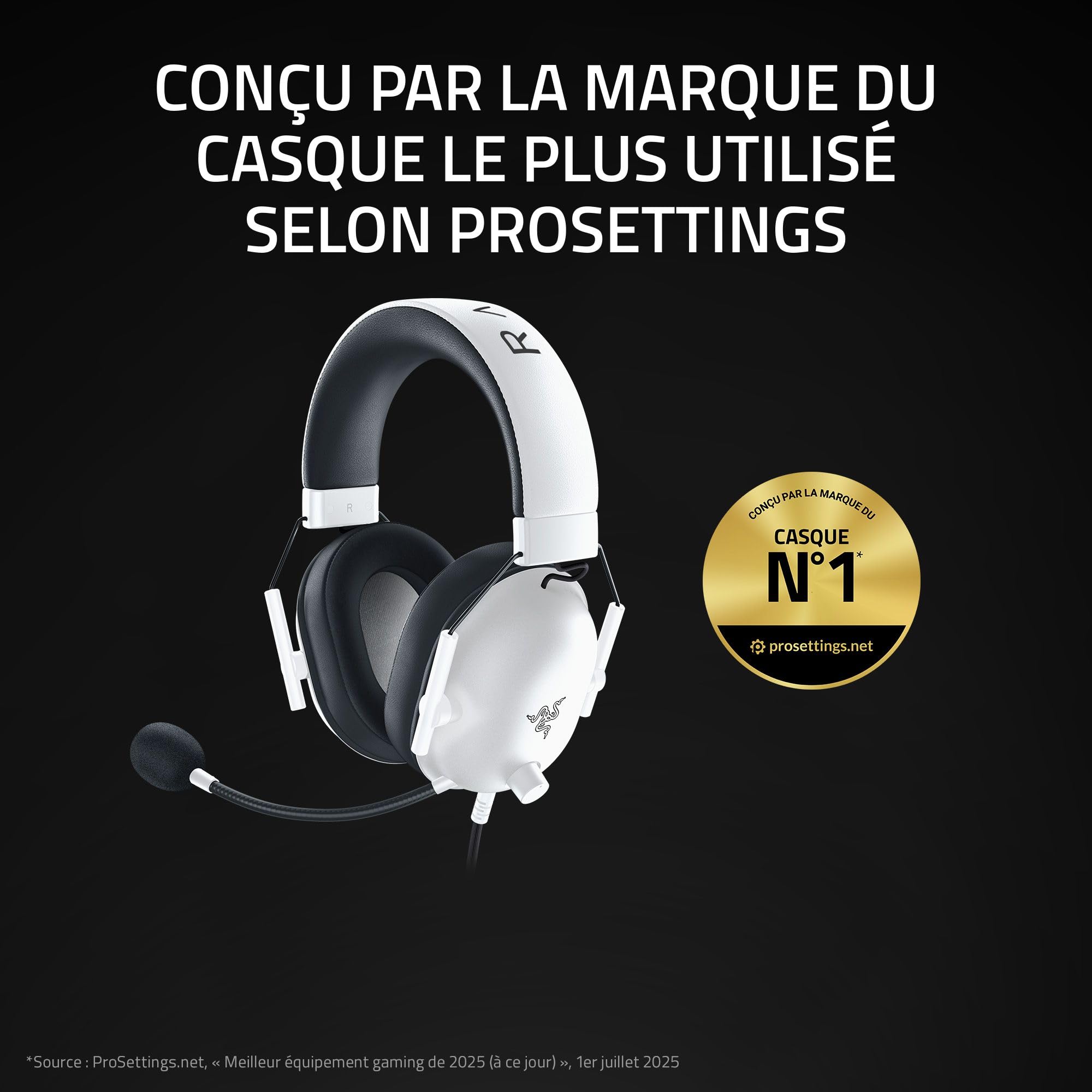 Razer BlackShark V2 X - Casque Gaming Esports Multiplateforme (Haut-parleurs Triforce de 50mm, Annulation Passive du Bruit Avancée, Son 7.1 Surround, Microphone Cardioïde) Blanc