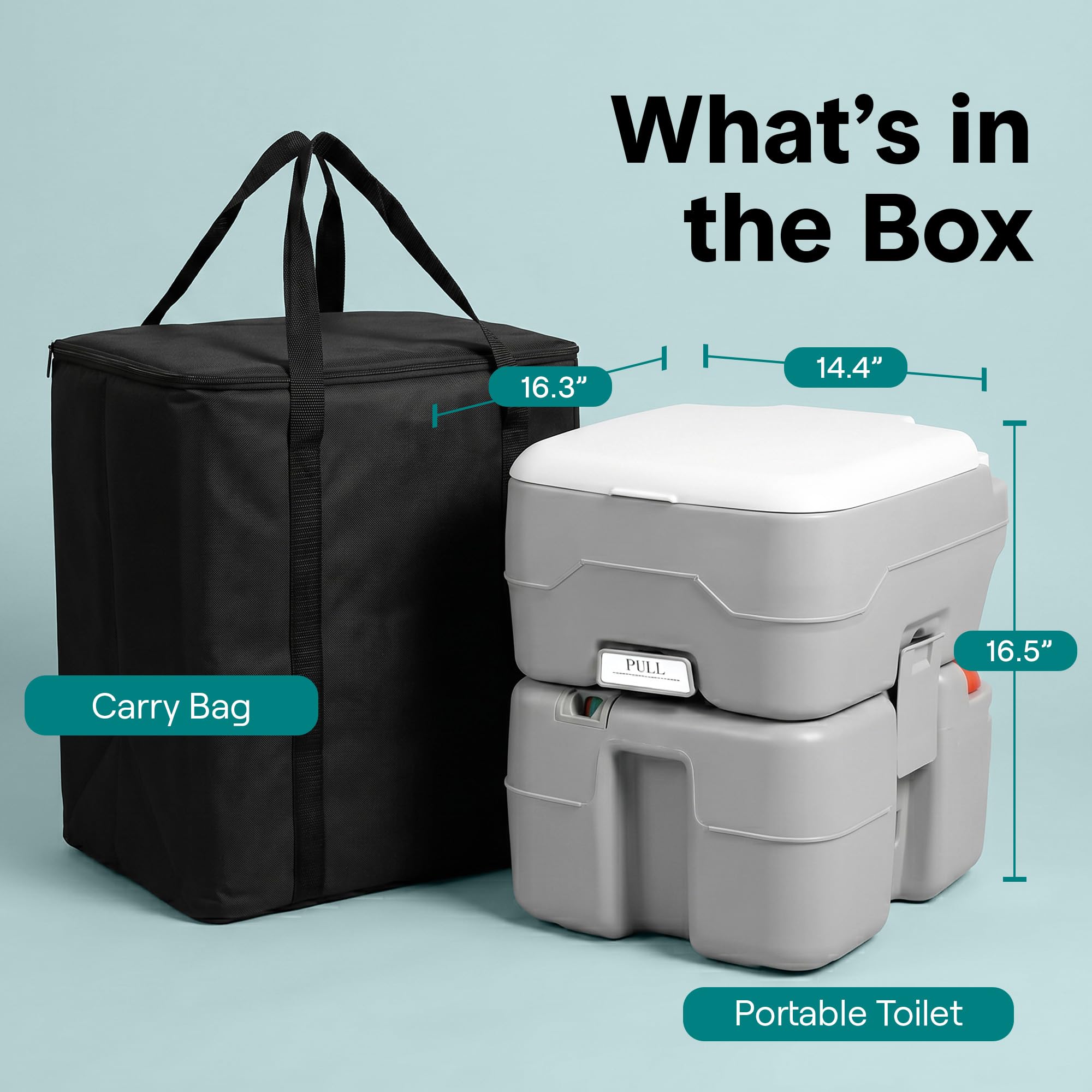 SereneLife Toilettes de Camping Portables 20 L avec Sac de Transport, WC Chimique Portable avec Plus de 100 Chasses d’Eau, Toilette Portable Étanche Anti-Odeurs, Jusqu’à 150 kg
