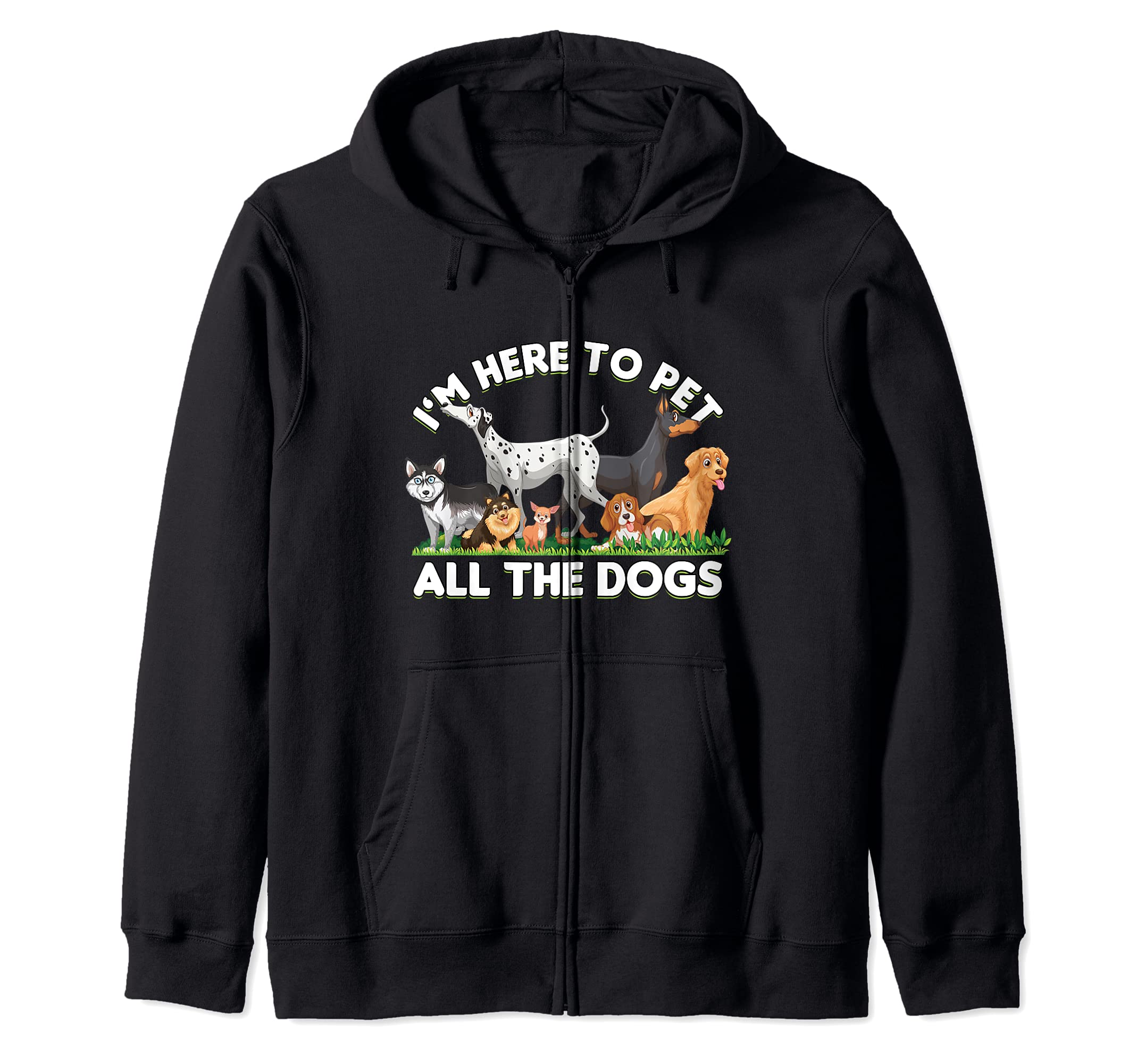 Pet All The Dogs Breed Vet Tech Dog Owner Lover Friend Puppy Zip Hoodie, Black