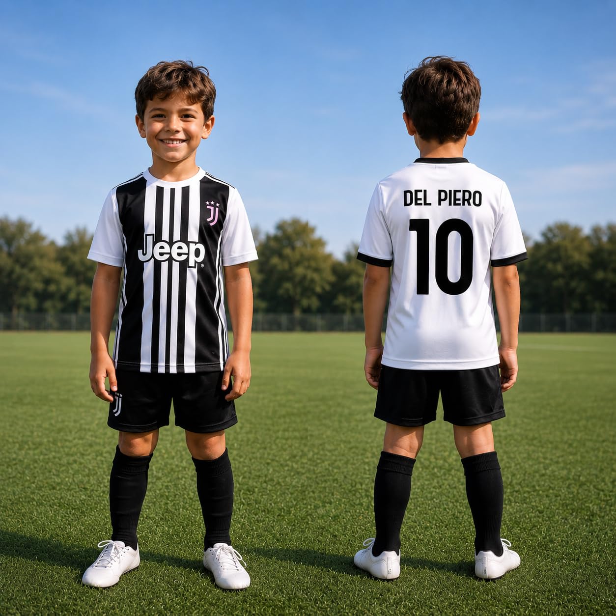 JUVENTUS Completo Calcio Personalizzabile | Replica Campionato Calcio Serie A | Maglia Pantaloncino e Calzettoni PS 40525