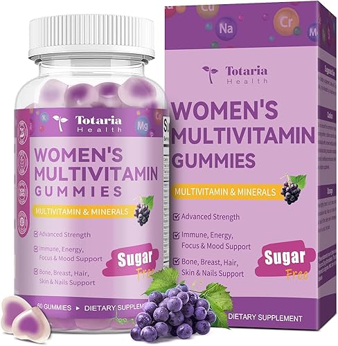Miniatura 1 de Totaria Gomitas multivitamínicas sin azúcar para mujeres mayores de 14 años con hierro, inositol, folato, biotina, gomitas multivitamínicas diarias
