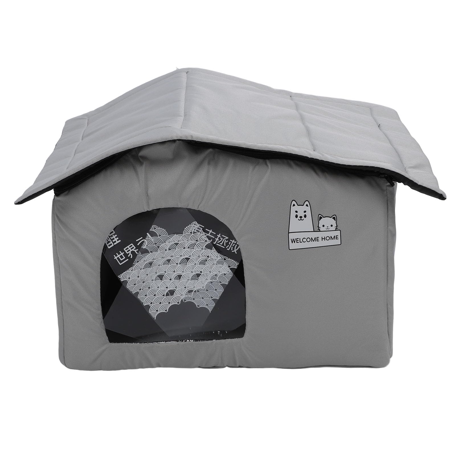 gernie Pet Cooling House, Long Lasting Cooling Oxford Cloth Outdoor Cat House Indoor Outdoor Weather Water Resistant Dog Cat Shelter with 10 Ice Packs for Small Medium Large Dogs (L)