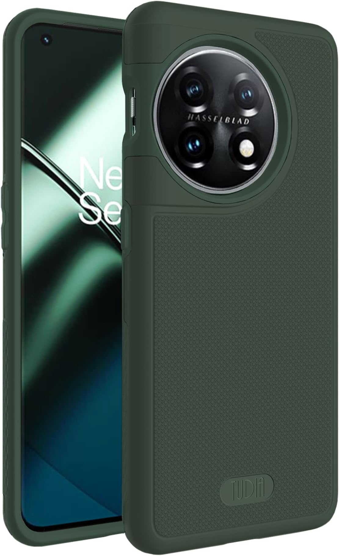 TUDIA DualShield Grip Designed for OnePlus 11 Case 5G (2023), [MergeGrip] Dual Layer Shockproof Slim Military Grade Non-Slip Tough Heavy Duty Protective Phone Case Cover (Pine Green)