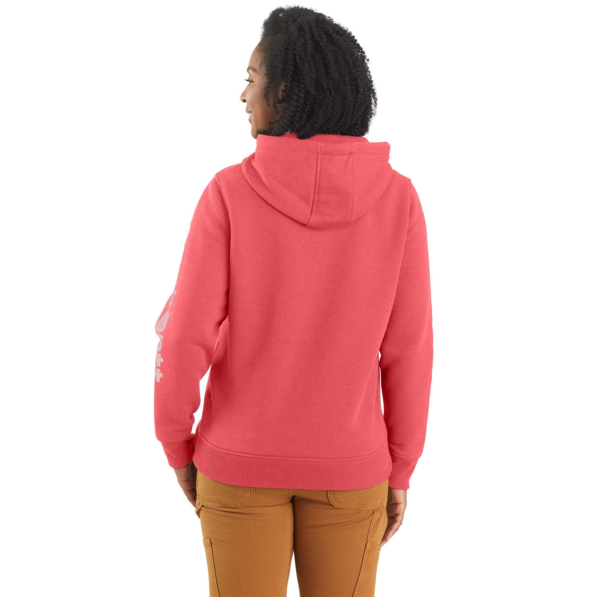 Carhartt Damska bluza z nadrukiem z logo średniej wagi o luźnym kroju, Różowy łososiowy wrzos, S