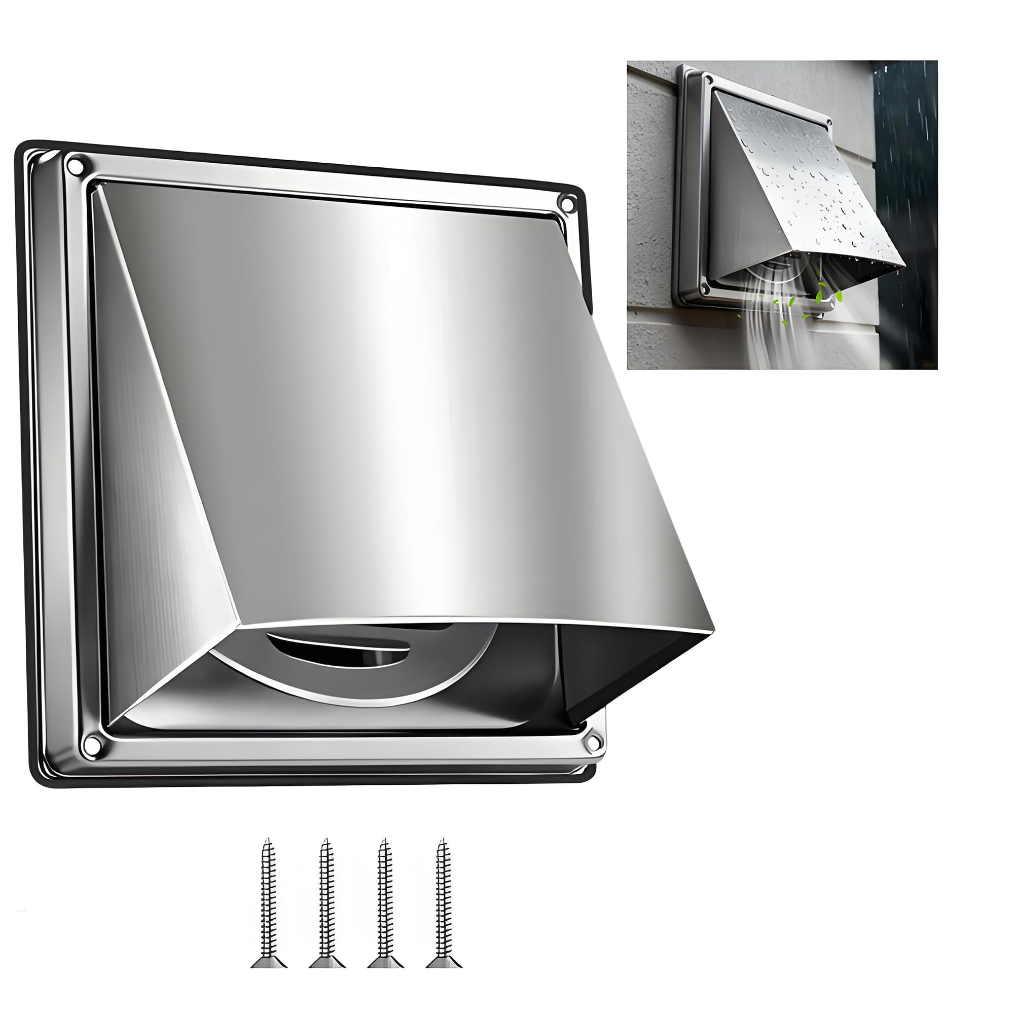 Grille d'aération 100 mm en acier inoxydable 304 AGSYFFD avec volet de retour pour mur
