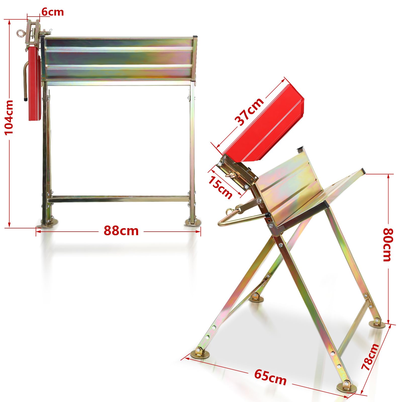 Daromigo Mantigositeen Chevalet de sciage pliable en bois galvanisé, support et denture pour bois de chauffage et tronçonneuse, capacité de charge jusqu'à 150 kg