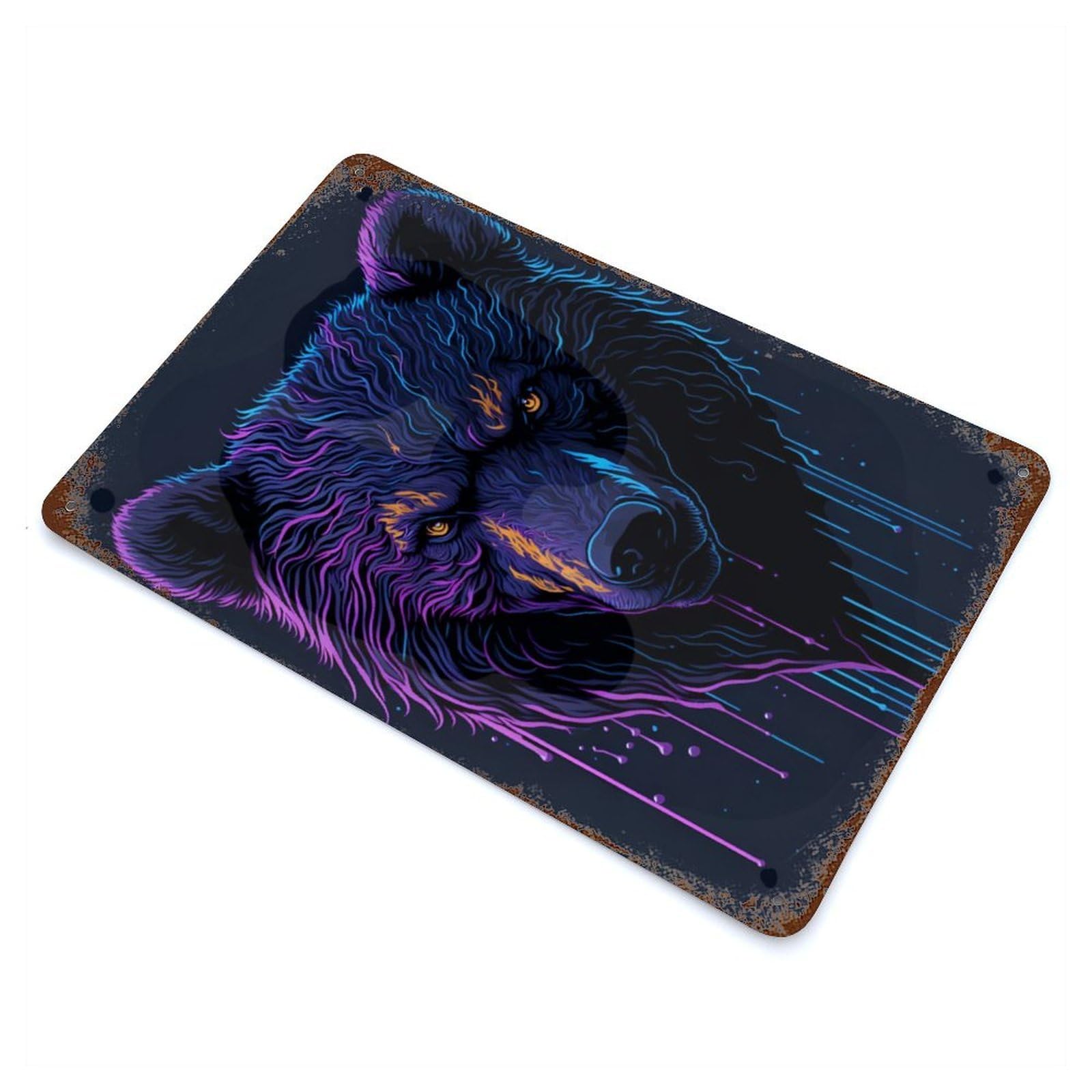 Decorative Tin Sign Splash Bear Dripping 11.8"x7.9", Novelty Wall Decor for Shed, Workshop And Garage Wall Decor