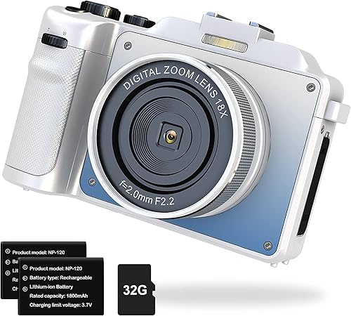 BooHAN Cámara digital, cámara de video UHD 4K y 48MP para fotografía, cámara de vlogging para Youtube, enfoque automático, zoom digital 18X, cámaras