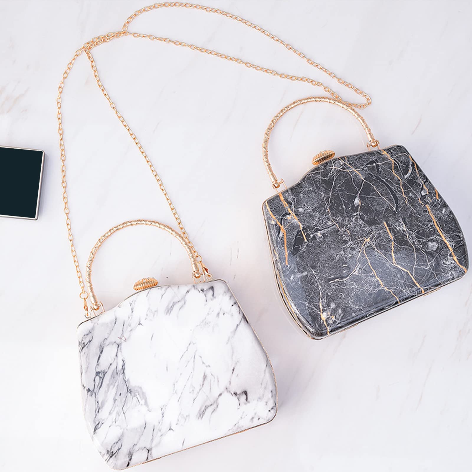 Bolso de Noche para Mujer Clutch de Mármol Elegante Bolso de Hombro Bolso de Boda Bolsa de Noche Bolsos Bandolera Cartera de Mano para Fiesta de Graduación Boda Banquete Naranja