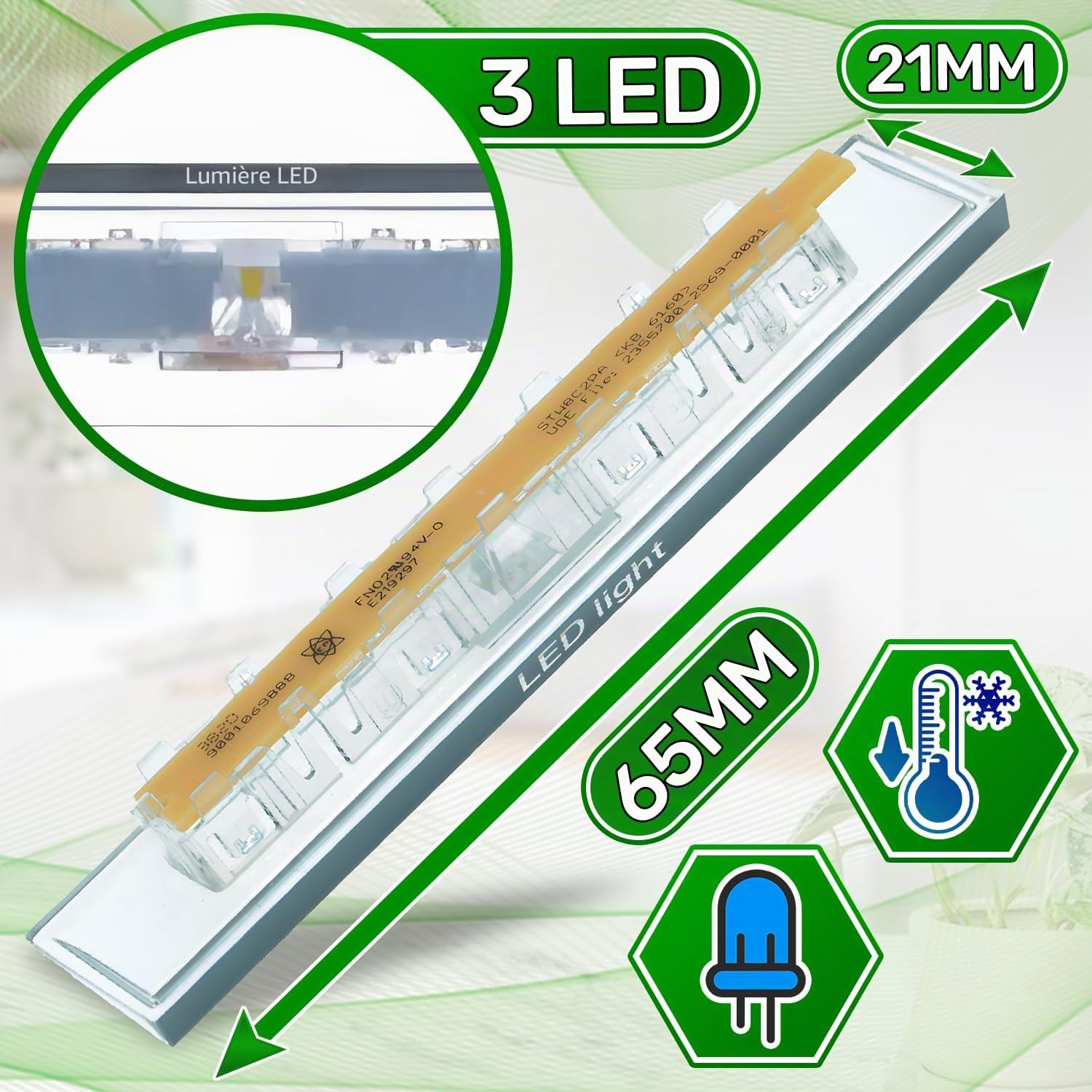 Panneau LED Lumineux pour Refrigerateur Congelateur avec Code Original 10003924 10024820 00628627 628627 pour Bosch pour Siemens - MADE IN GERMANY - ONIX TECH