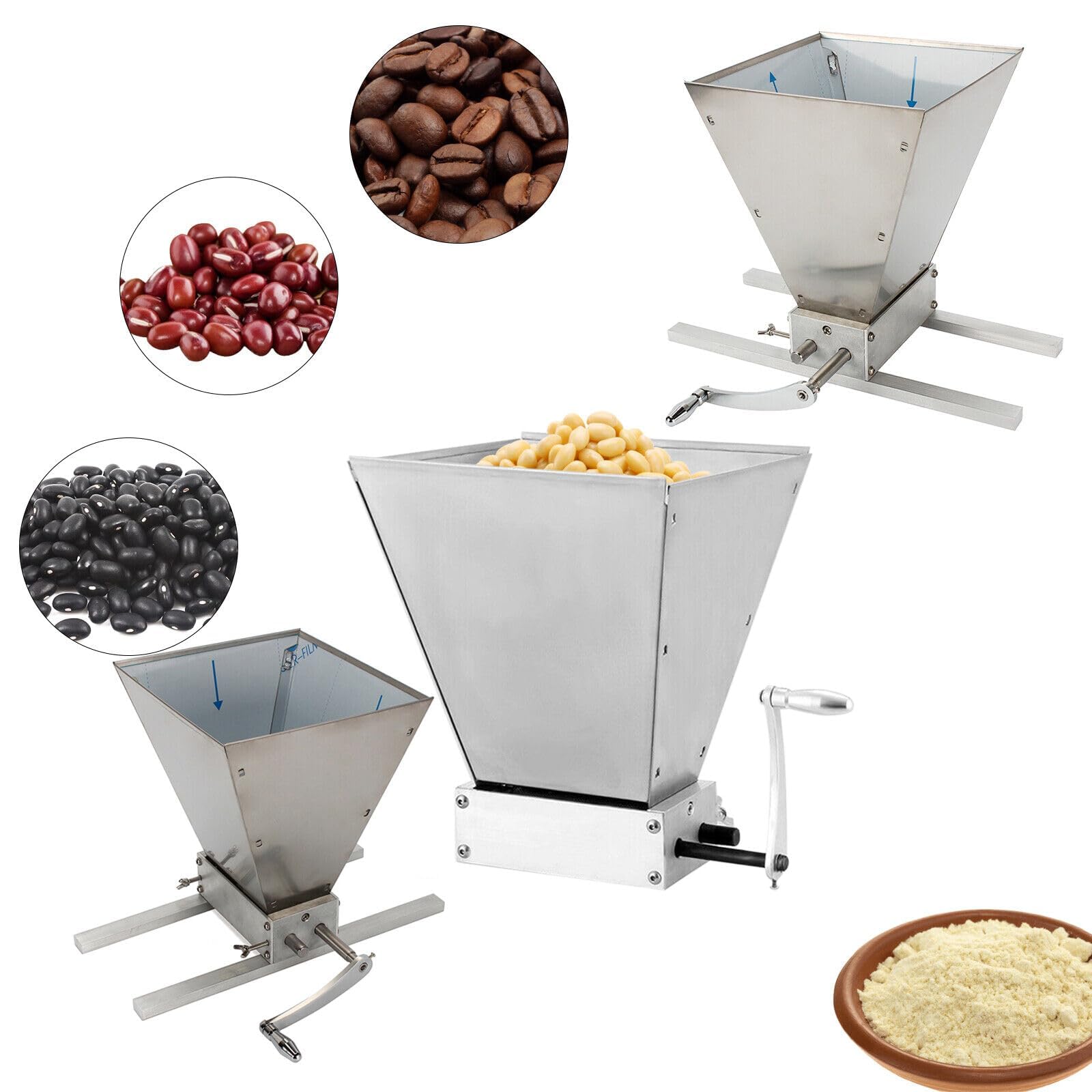 AOOUNGM Moulin à céréales, 4 l, 2 rouleaux, en acier inoxydable, haute performance, pour malt, nourriture, maïs, grain, broyeur manuel, 4L Getreidequetsche