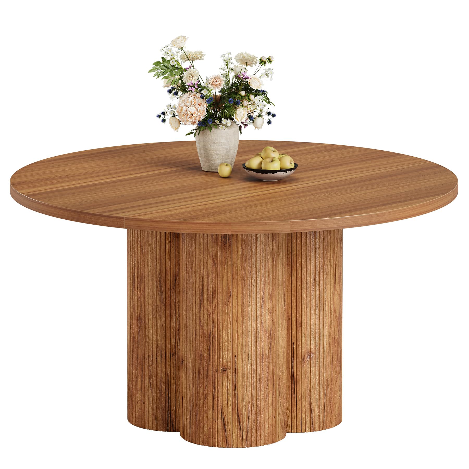 Tribesigns Round Dining Table for 4-6, 47 Inch Farmhouse Fluted Kitchen Dining Room Table Circle Table with Sturdy Pedestal Base (Chairs Not Included) (because all pieces seem to be in good shape, but box is destroyed) 