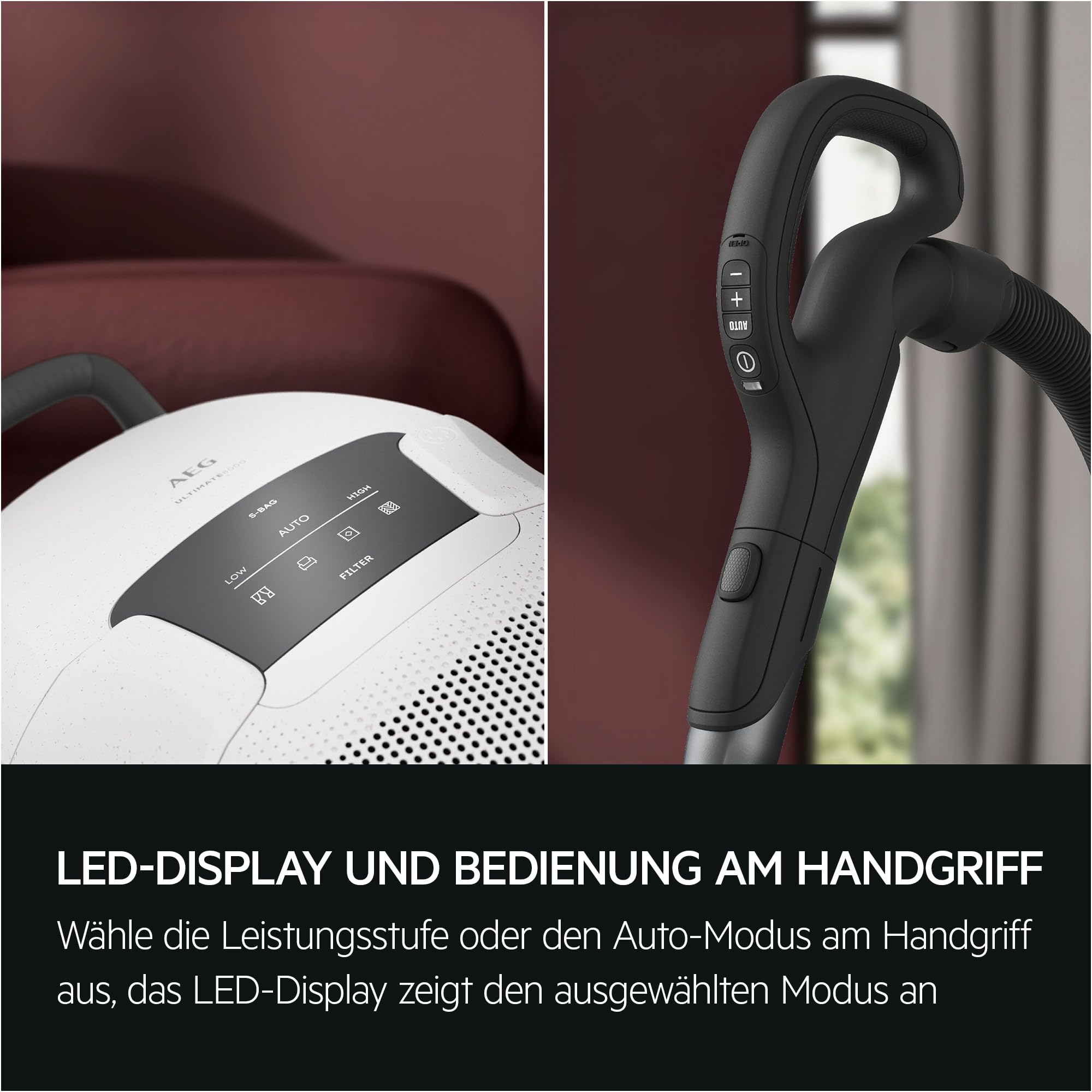 AEG Ultimate 8000 Staubsauger mit Beutel, Testsieger der Stiftung Warentest, hohe Saugleistung, Auto-Modus, Alle Böden, 48% Recyclingkunststoff, 3in1 Düse, HEPA-Filtration, 12m, LED-Licht, AB81U1SW