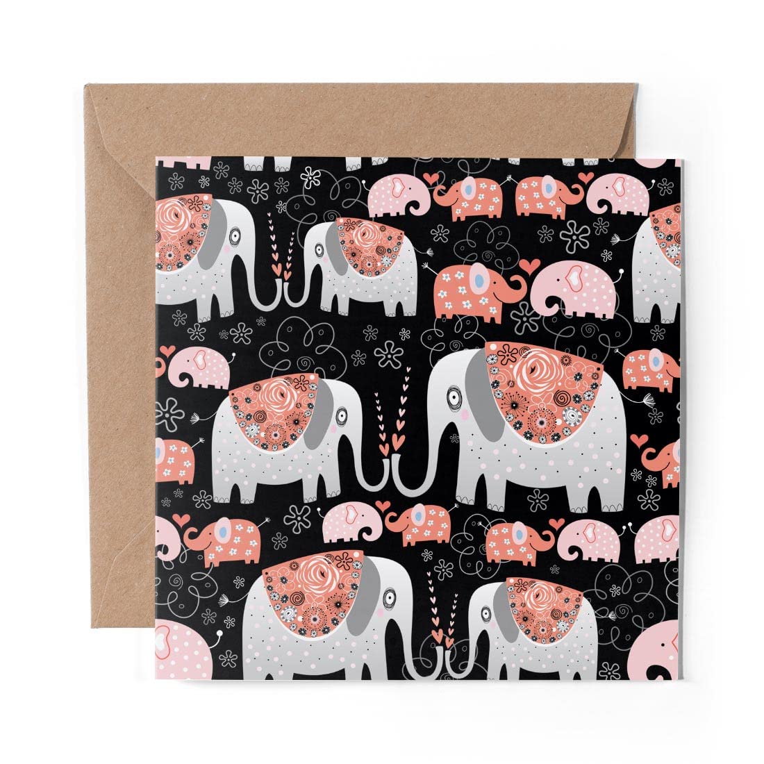1 x Greeting Card Elephants Hearts Baby - Blank Birthday Celebration Anniversary #15602