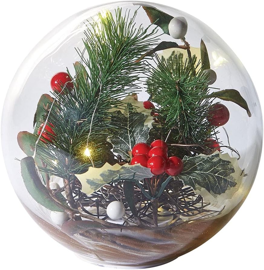 ART & ARTIFACT LED Lighted Glass Holiday Orb HandBlown Glass Globe Seasonal Decor