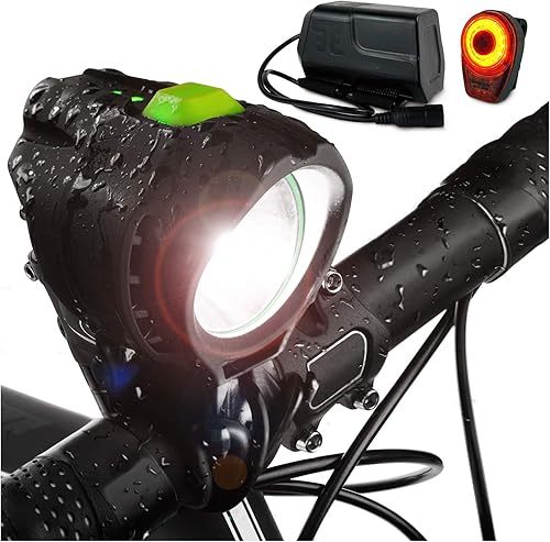 BRIGHT EYES Juego de luces para bicicleta de 1800 lúmenes, la resistencia, faro superbrillante con tecnología Quad Cree y carcasa de nailon de grado