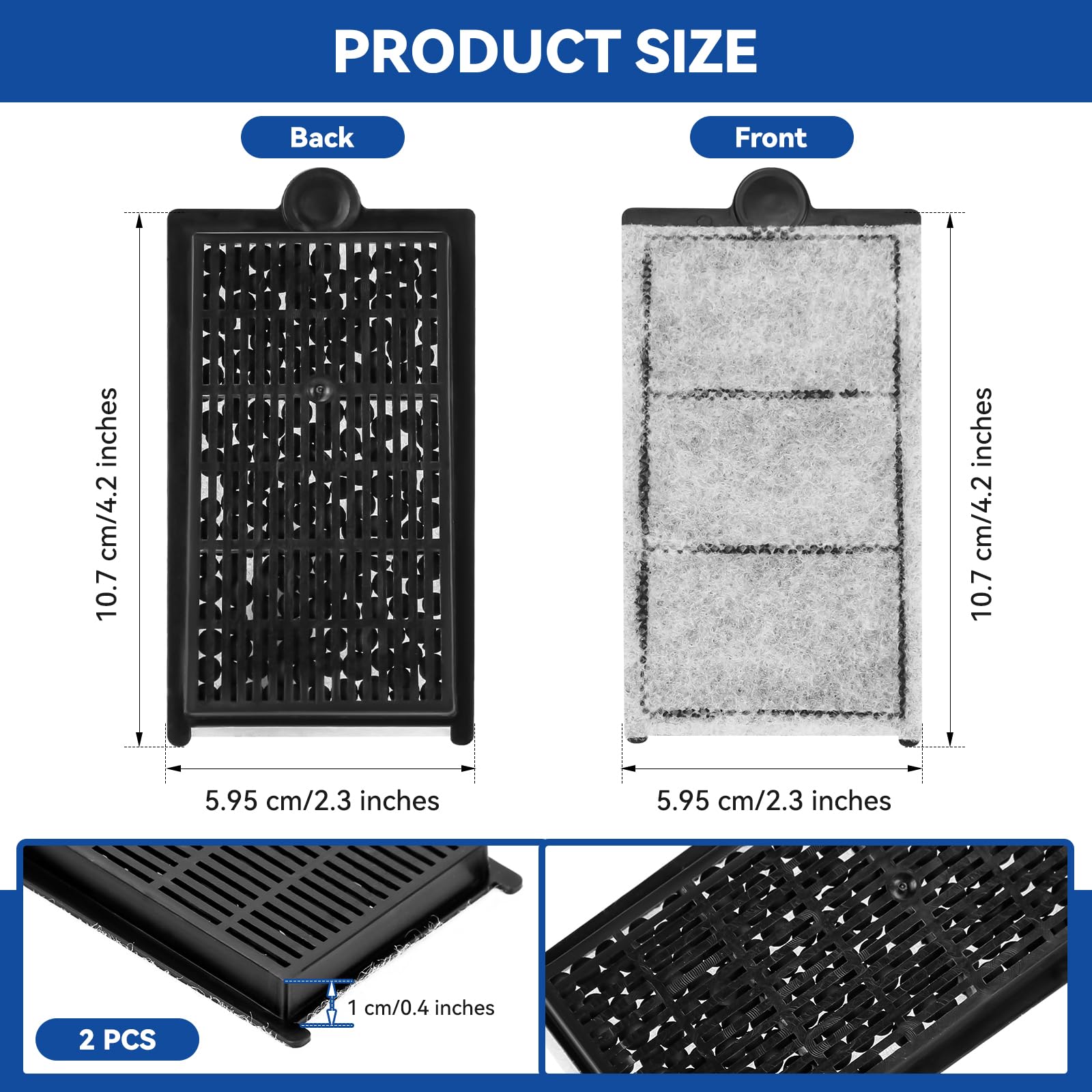 Paquete de 2 cartuchos de carbono de repuesto para tanque de peces Aquatop serie Piscis, se adapta a todos los modelos Piscis, para modelos PCS-5G, PCS-3G, PCS-5GB y PCS-5GC, fácil de instalar
