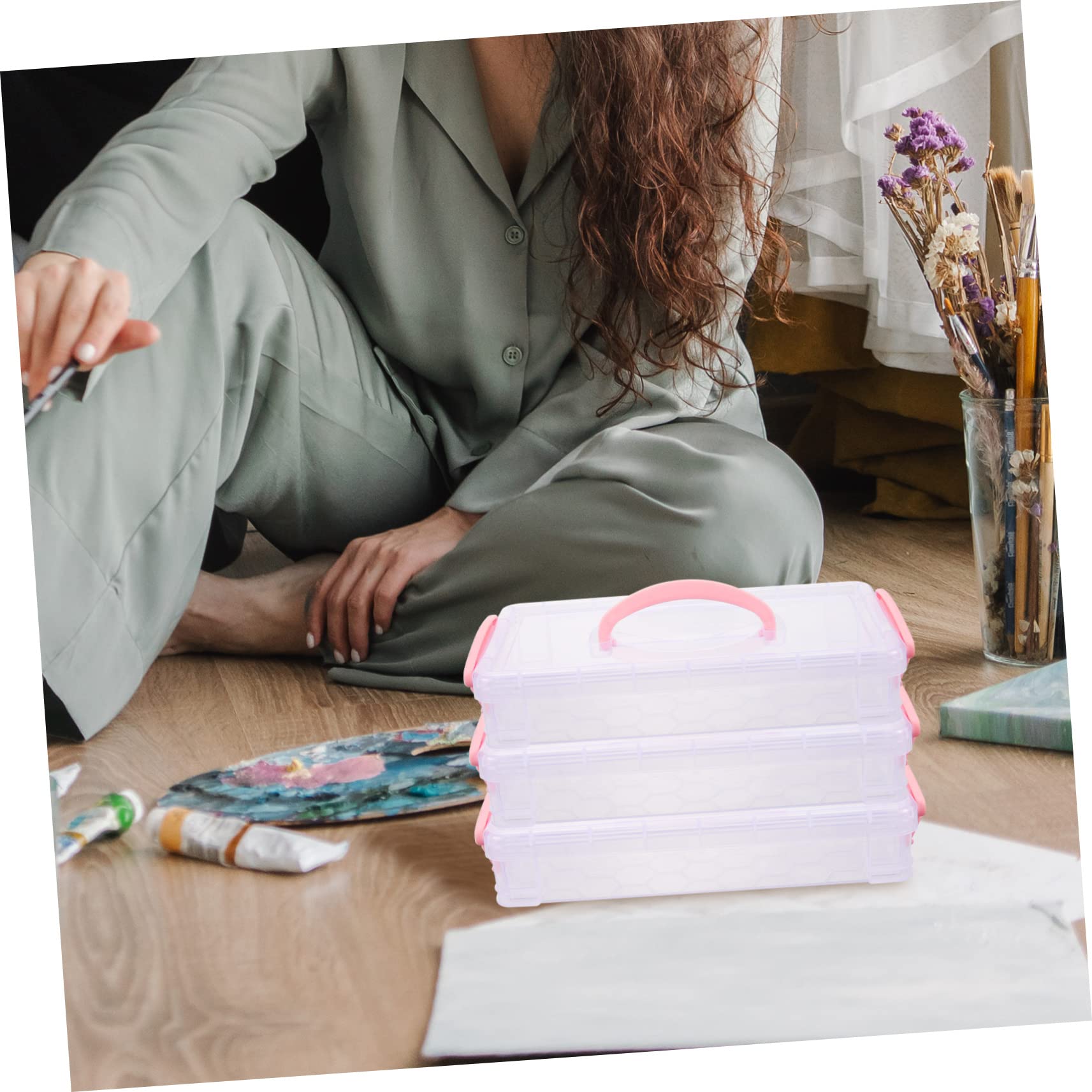 Astuccio Portamatite in Plastica Impilabile Coperchio, 8 Confezioni