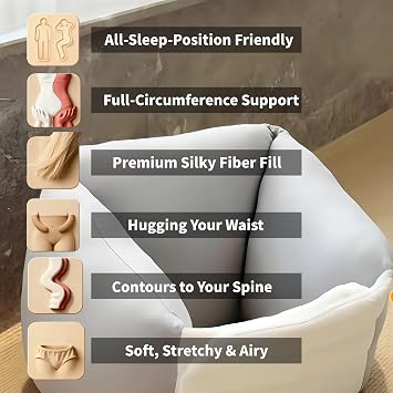Ergonomic Adjustable Back Support with Contoured Design, Deep Sleep Protection, Sleeping Adjustable Back Support, Lumbar Support Wrap Around, Lightweight Down - Size: S/L White L