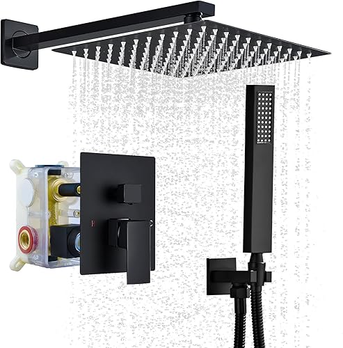 Juego de grifo de ducha de 10 pulgadas, sistema de ducha totalmente metálico con manguera de 60 pulgadas, cabezal de ducha de lluvia con combo de