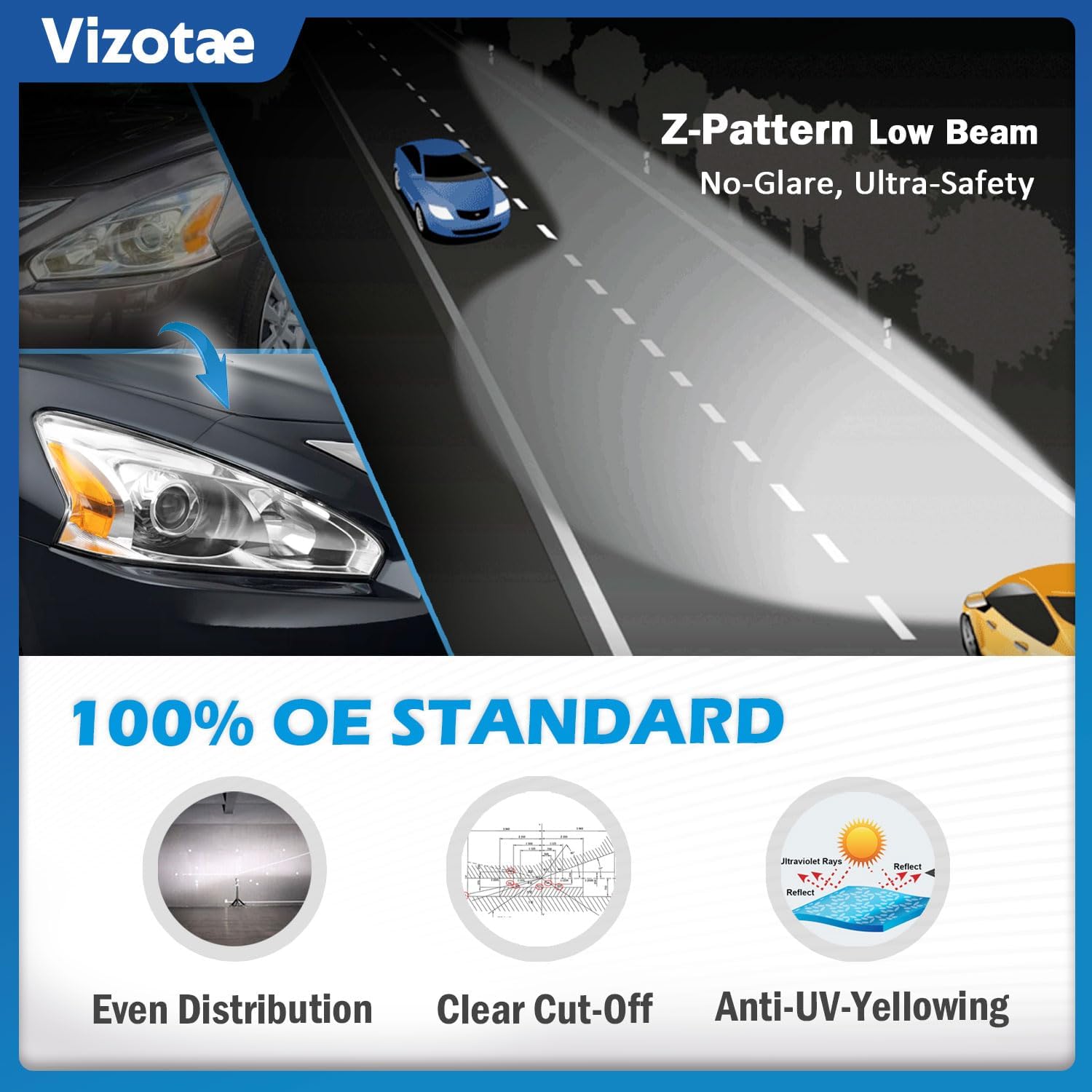 Headlights Assembly for 2013 2014 2015 Nissan Altima 4-Door Sedan Halogen Headlamp Replacement, High/Low Beam W/Bulbs, Driver&Passenger Side