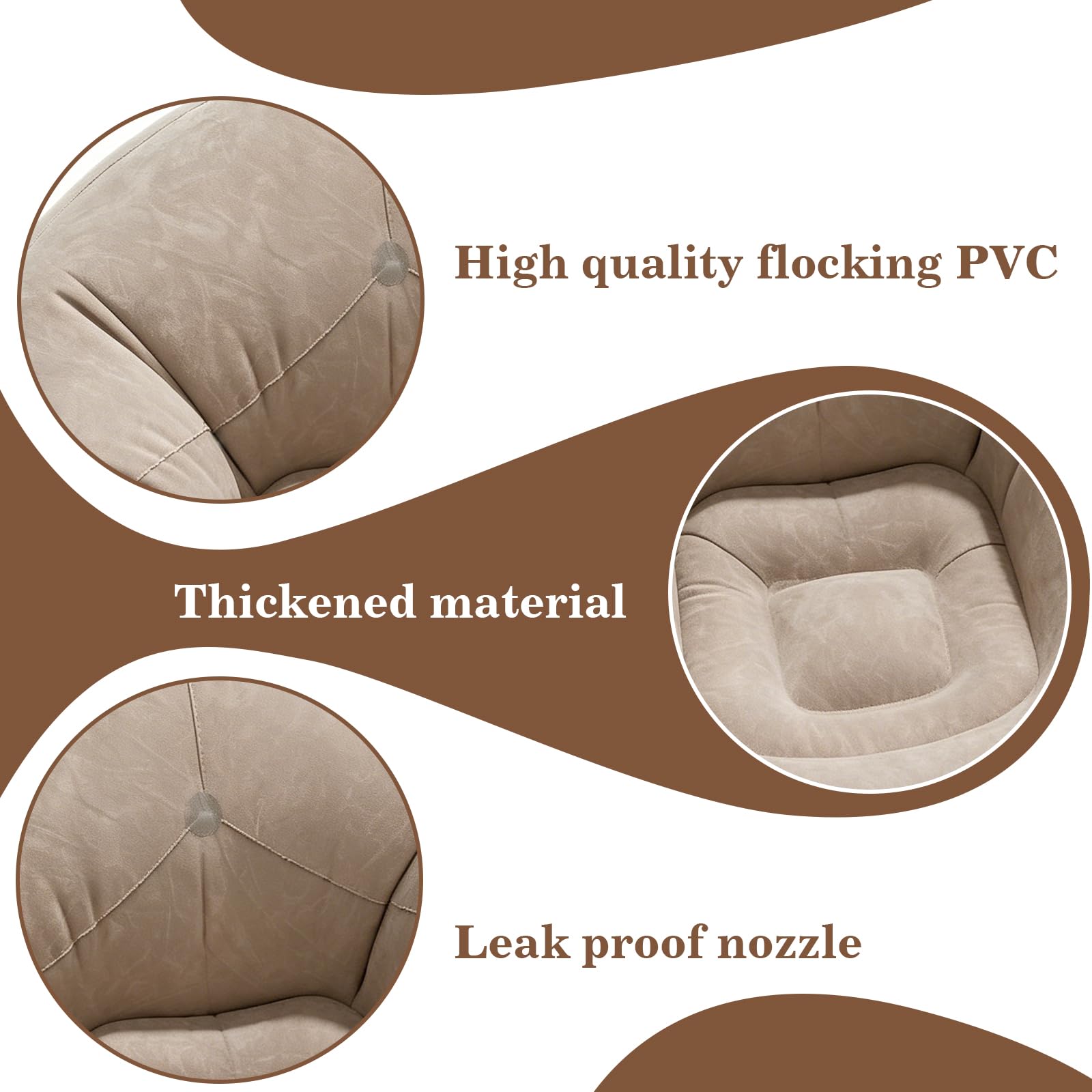 Aufblasbarer Sitzsack, 105 * 105 * 60cm Aufblasbares Sofa & Sessel, Aufblasbare r Sessel, Luft Strandsofa mit Luftpumpe, Sof a und Couch mit Beflockter Oberfläche für Wohnzimmer