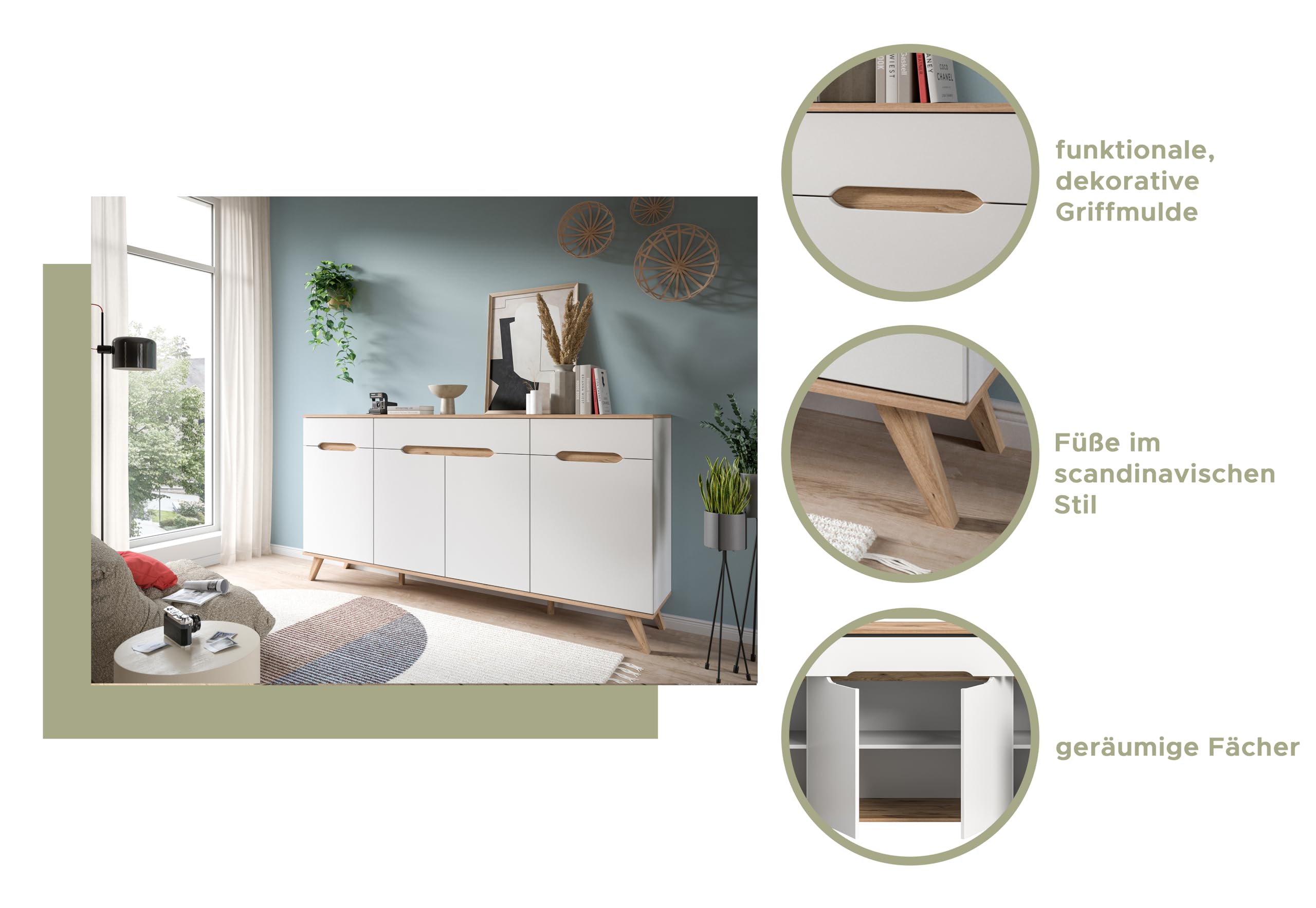 xonox.Home - Sekretär Stockholm 100x118x40 cm in weiß und Nox Eiche - Sekretär Schreibschrank Schrank Stauraumschrank - Pflegeleichte Oberfläche robust und langlebig