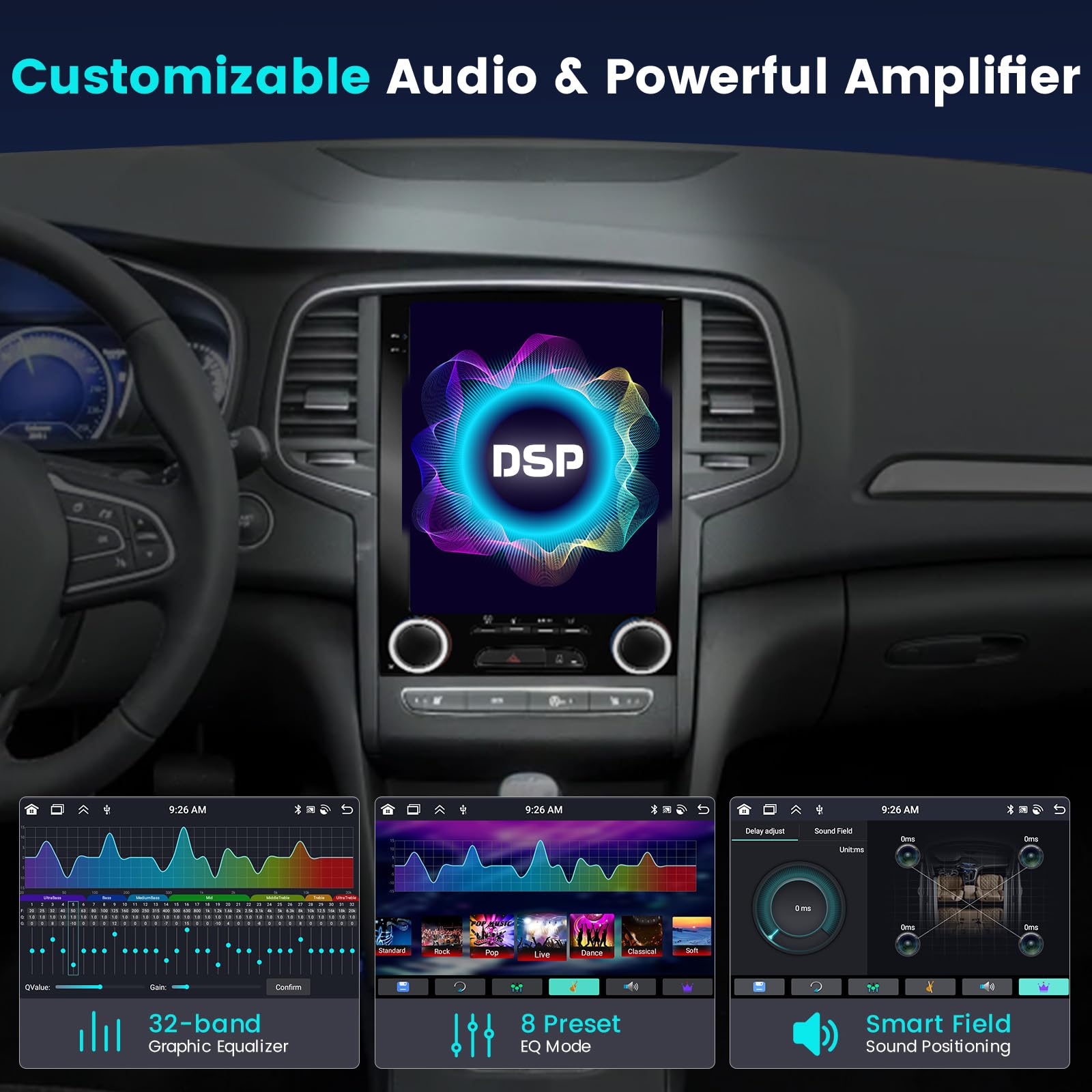 [8 Core 4+64G] Android Radio Coche para Renault Megane 2017-2019 con Inalámbrico Carplay Android Auto MirrorLink, 9.7 Pulgadas IPS Pantalla Táctil Radio con Bluetooth 5.0/GPS/FM/WiFi/SWC/32EQ