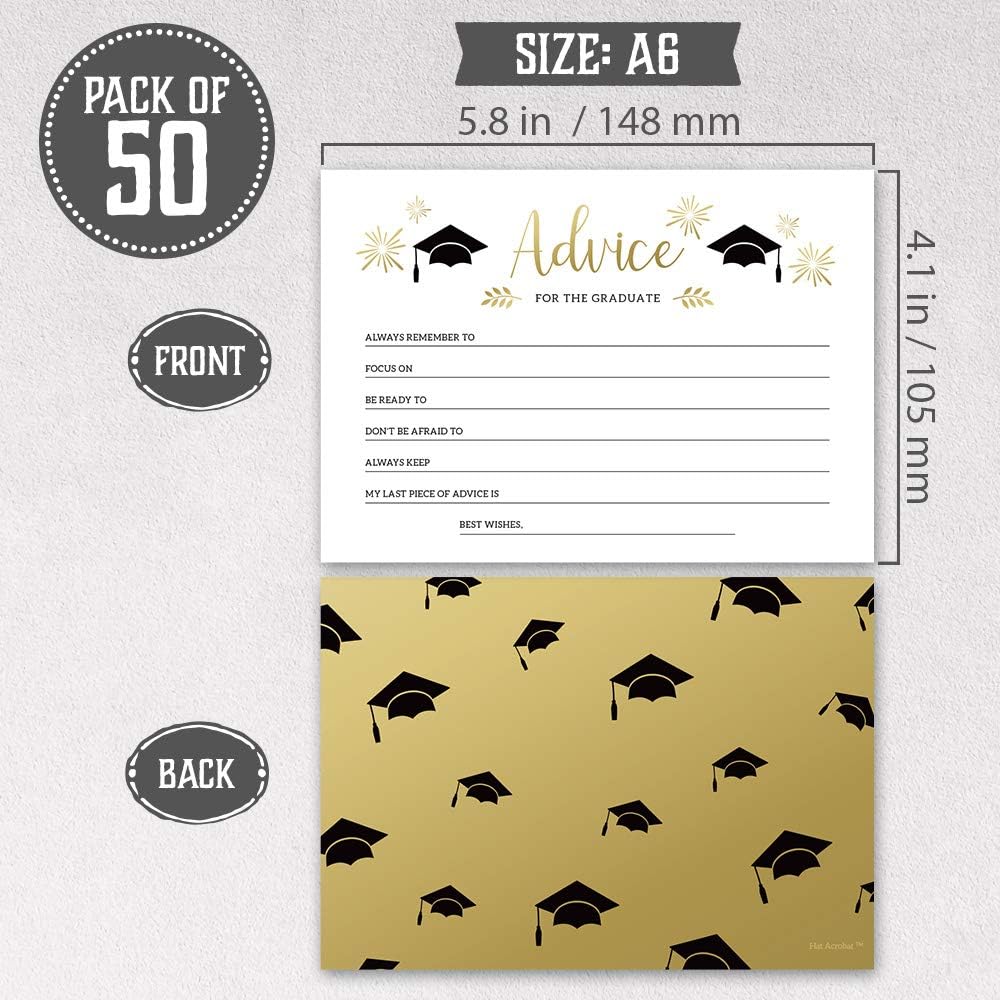 2021 Graduation Advice Cards for The Graduate (50 Pack) | Graduation Wishes and Advice Cards | Graduation Party Games Activities Decorations | Grad Celebration, High School and College (50) : Home & Kitchen