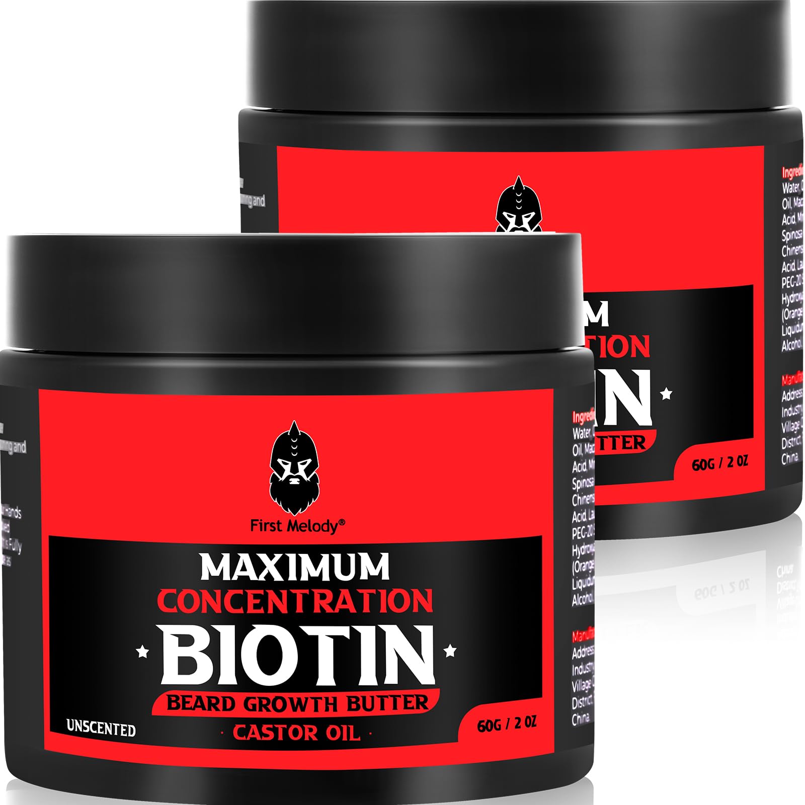 Beard Butter,Maximum Concentration Biotin,with Castor Oil and Argan & Jojoba Oils, Promotes Beard Growth, Styles, Strengthens & Softens Beards ,Unruly