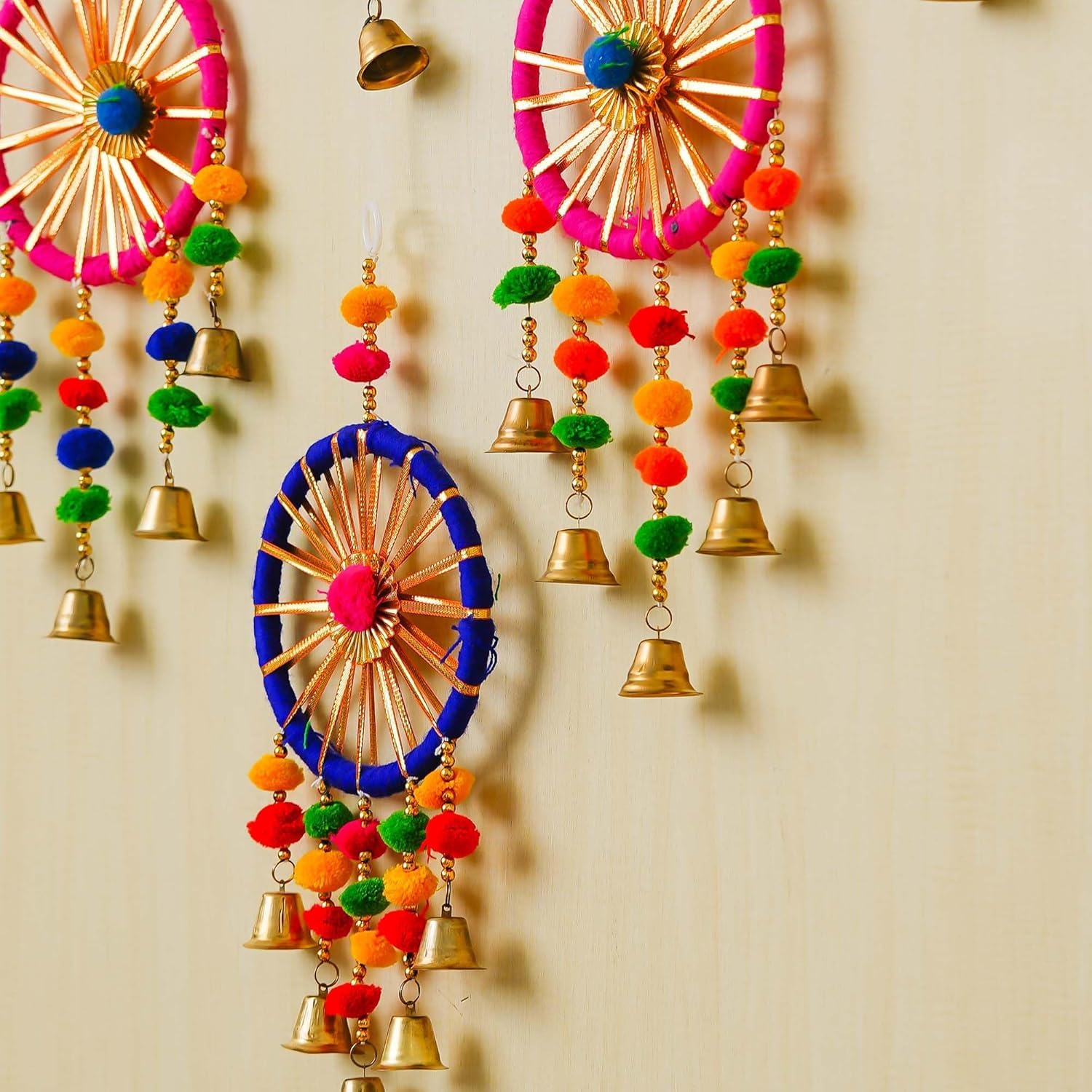 Bindian Pom Pom Chakri - Festive Wall Decor -5 Bindian Pom Pom Chakri - Festive Wall Decor -5